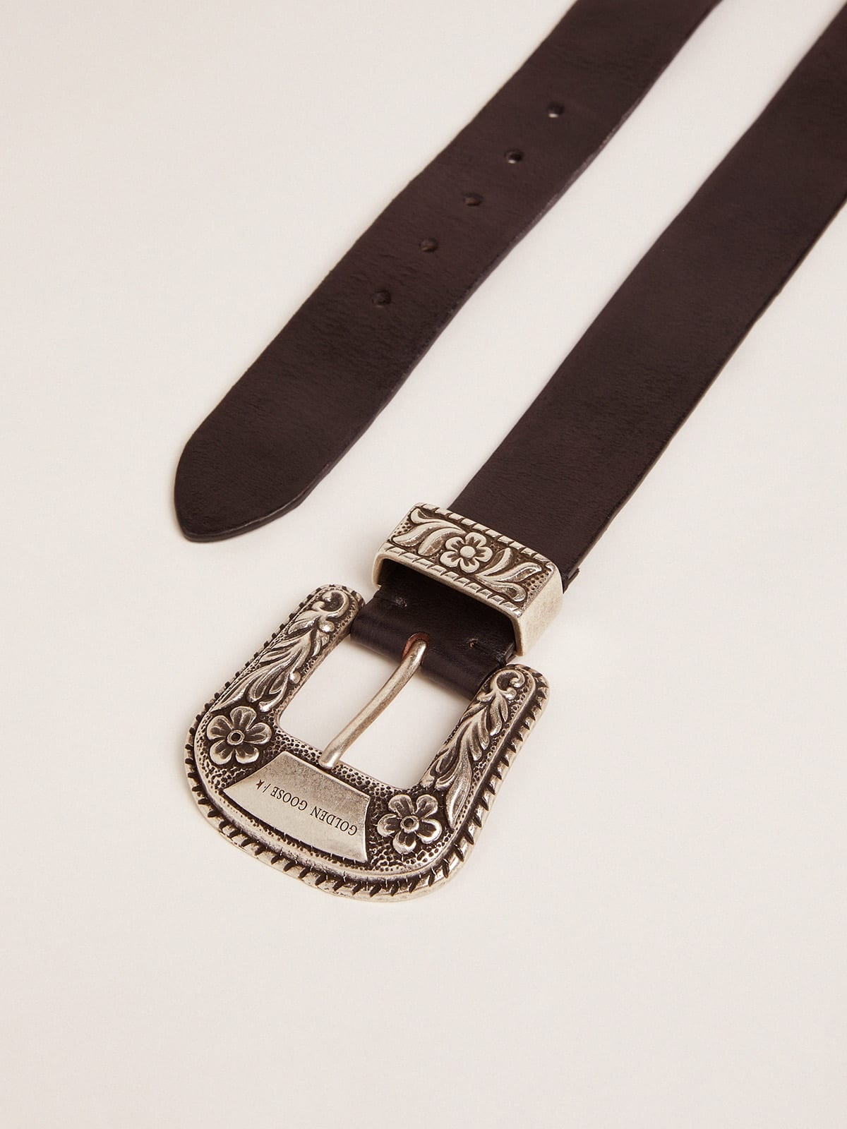 Golden Goose Women's belt in black leather with silver