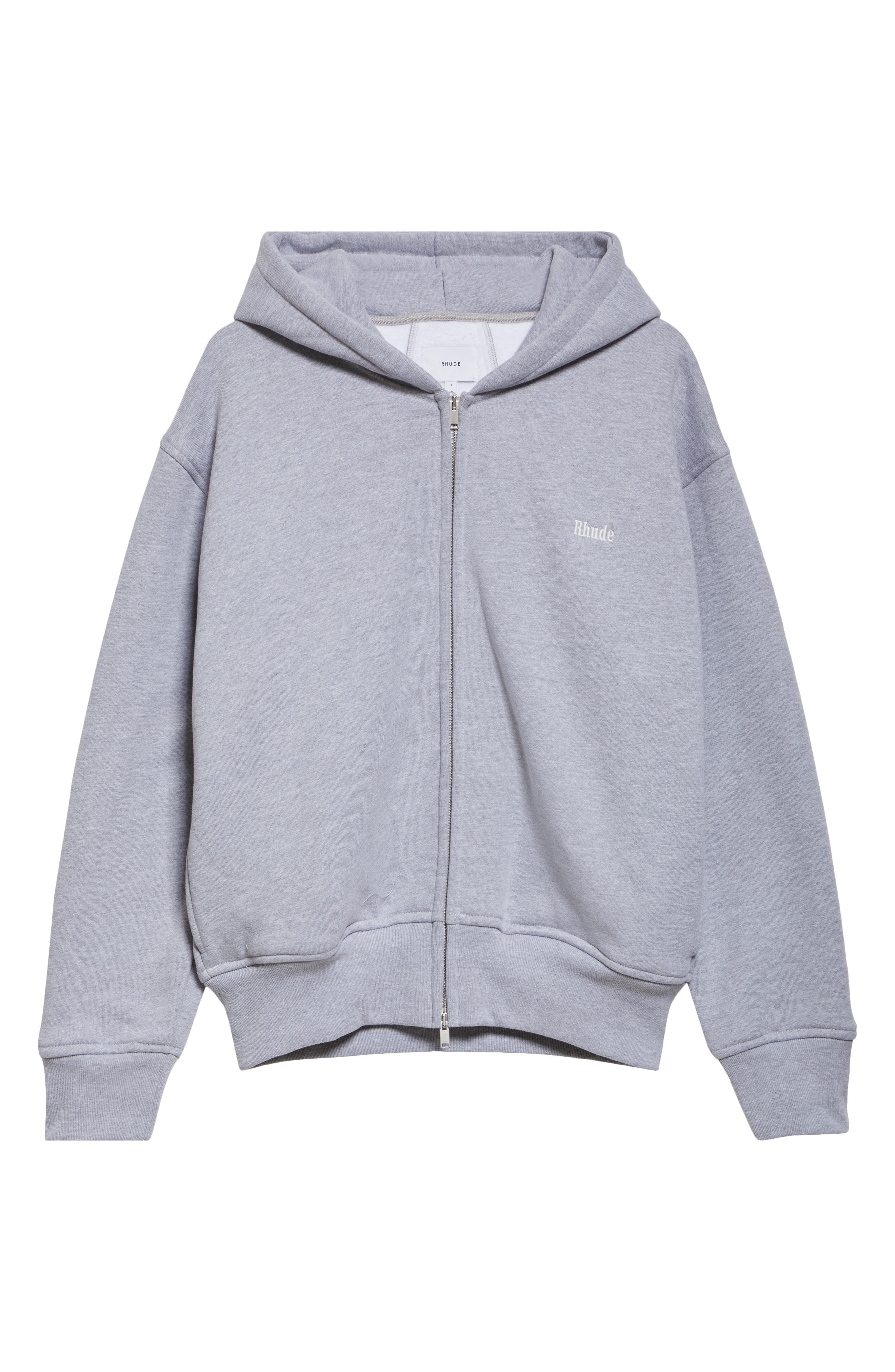 Rhude Classique Full Zip Hoodie in Heather Grey 3048 at Nordstrom - 5