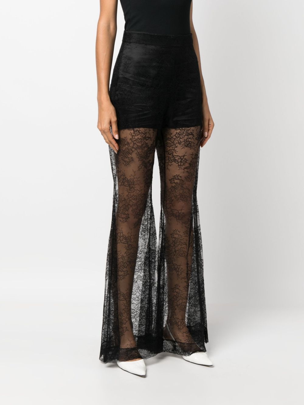 lace sheer wide-leg trousers - 3