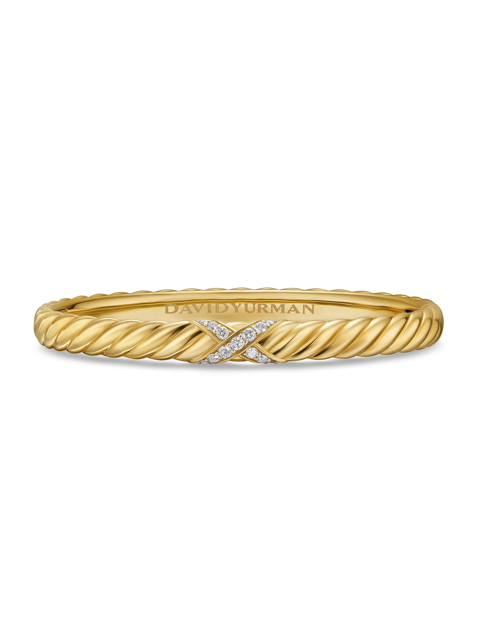 Women's Sculpted Cable x Center Station Bracelet in 18K Yellow Gold - Diamond - 1