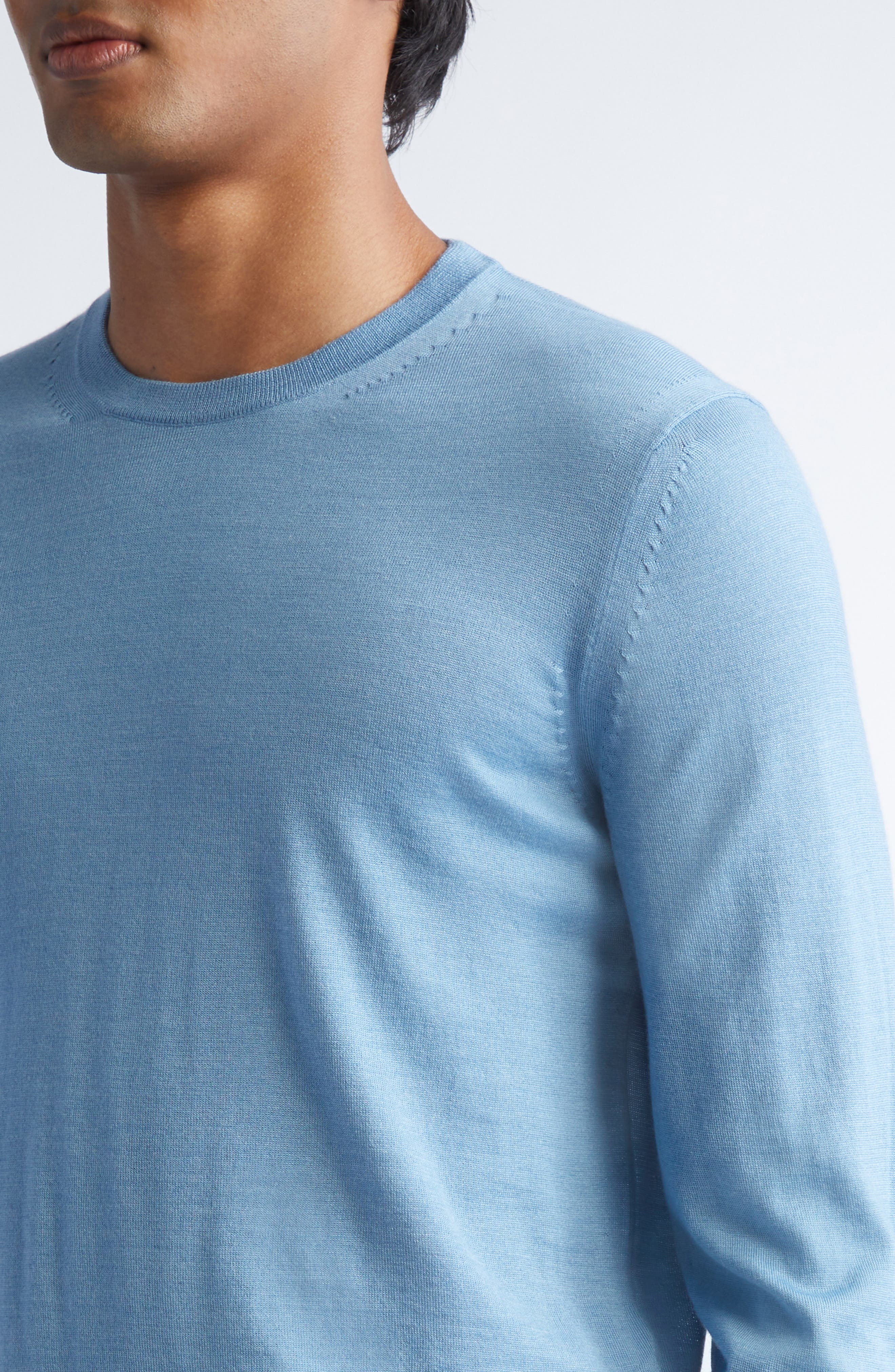 TOM FORD Fine Gauge Cashmere & Silk Crewneck Sweater in Hb620 Dark Celeste at Nordstrom - 4
