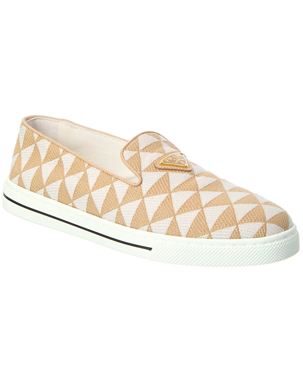 Prada Logo Jacquard & Leather Slip-On Sneaker - 1