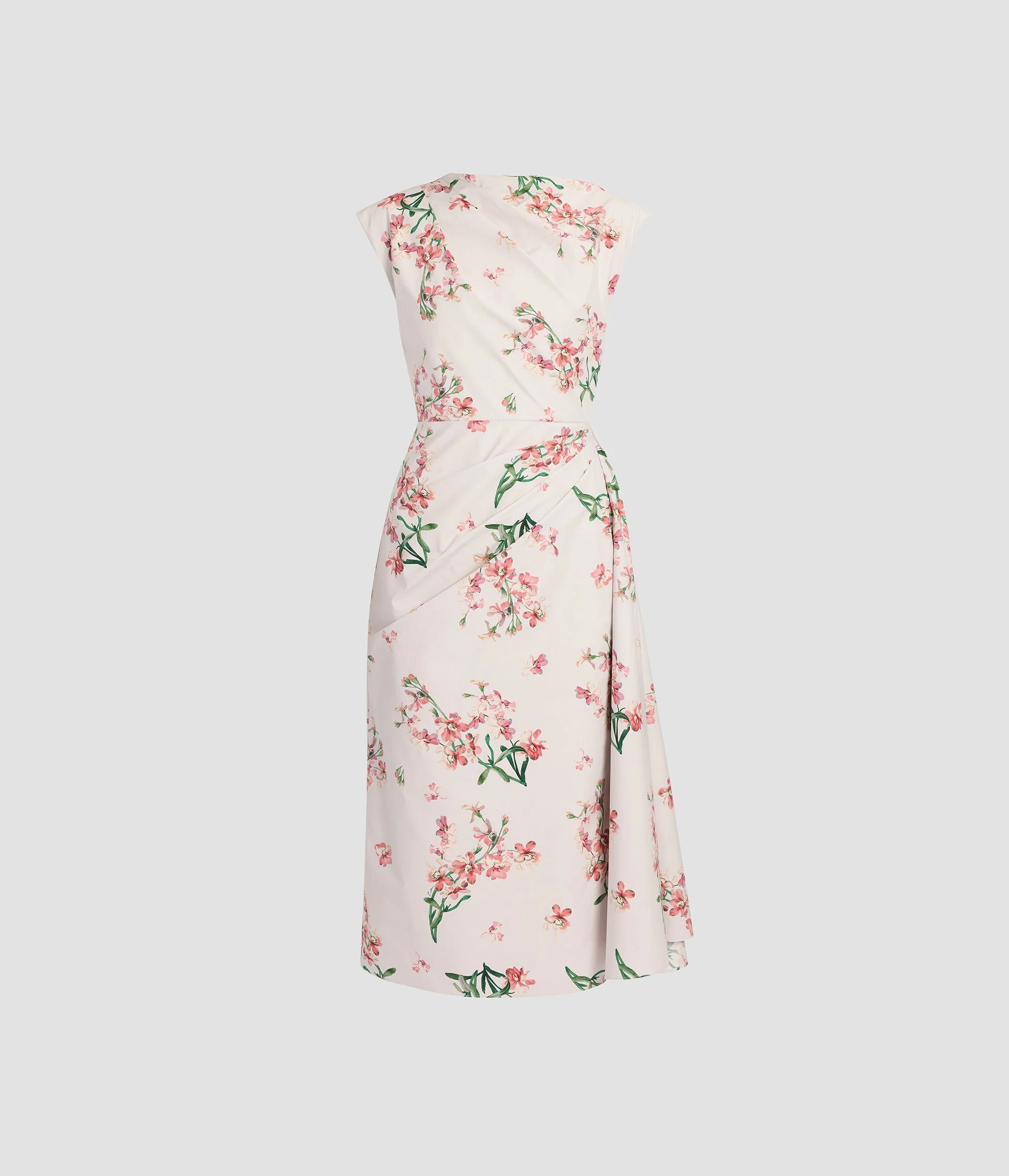 FLORAL COTTON SHORT SLEEVE MIDI DRESS - 1