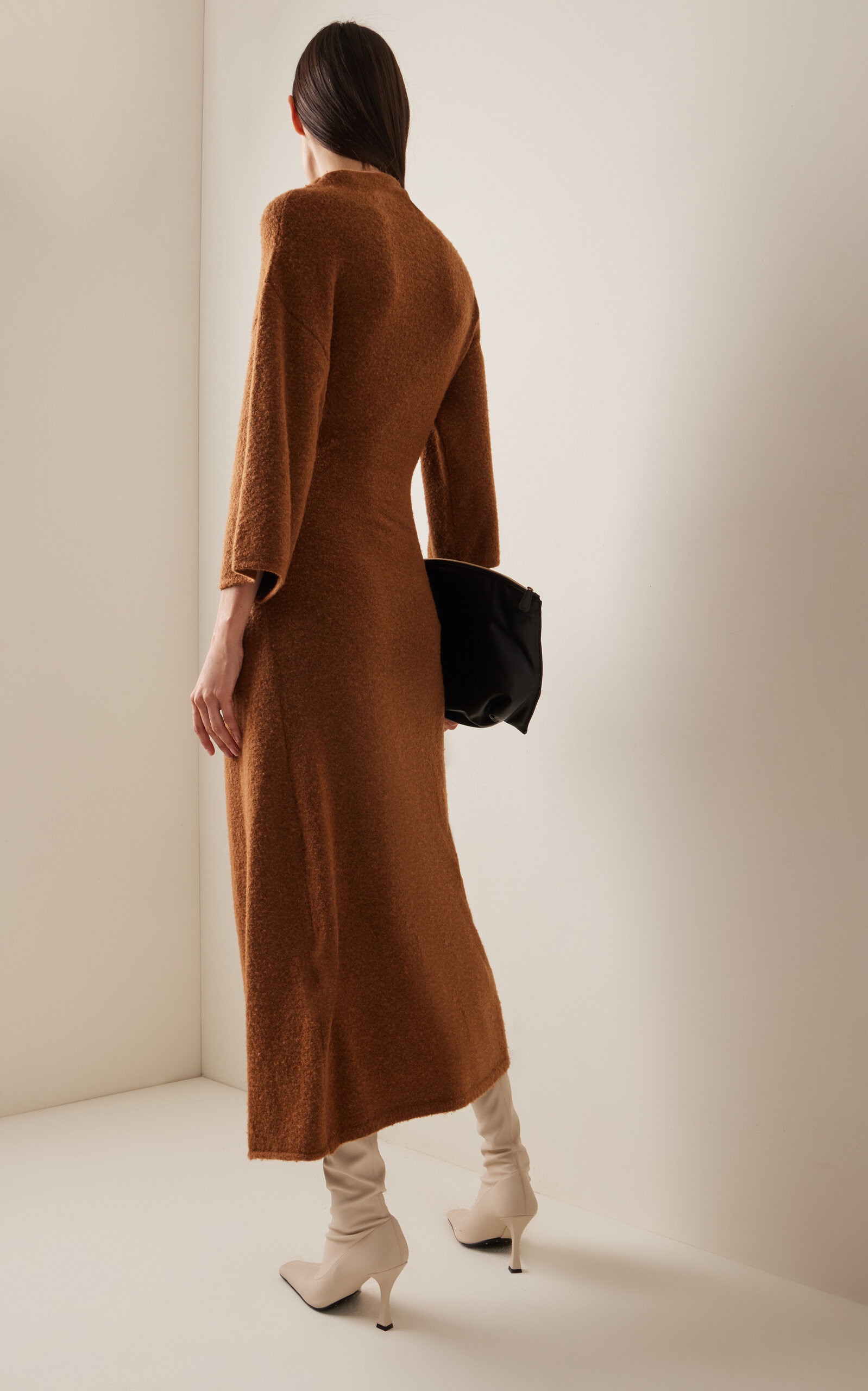 Wool-Blend Knit Midi Dress brown - 4