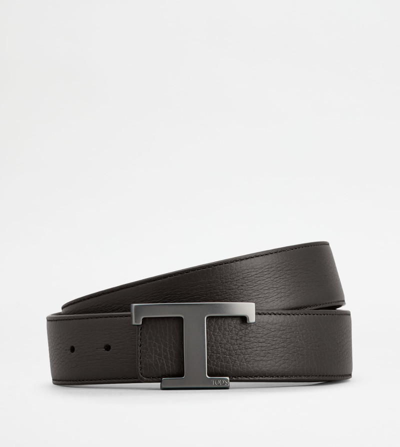 T TIMELESS REVERSIBLE BELT IN LEATHER - BROWN, BLACK 1