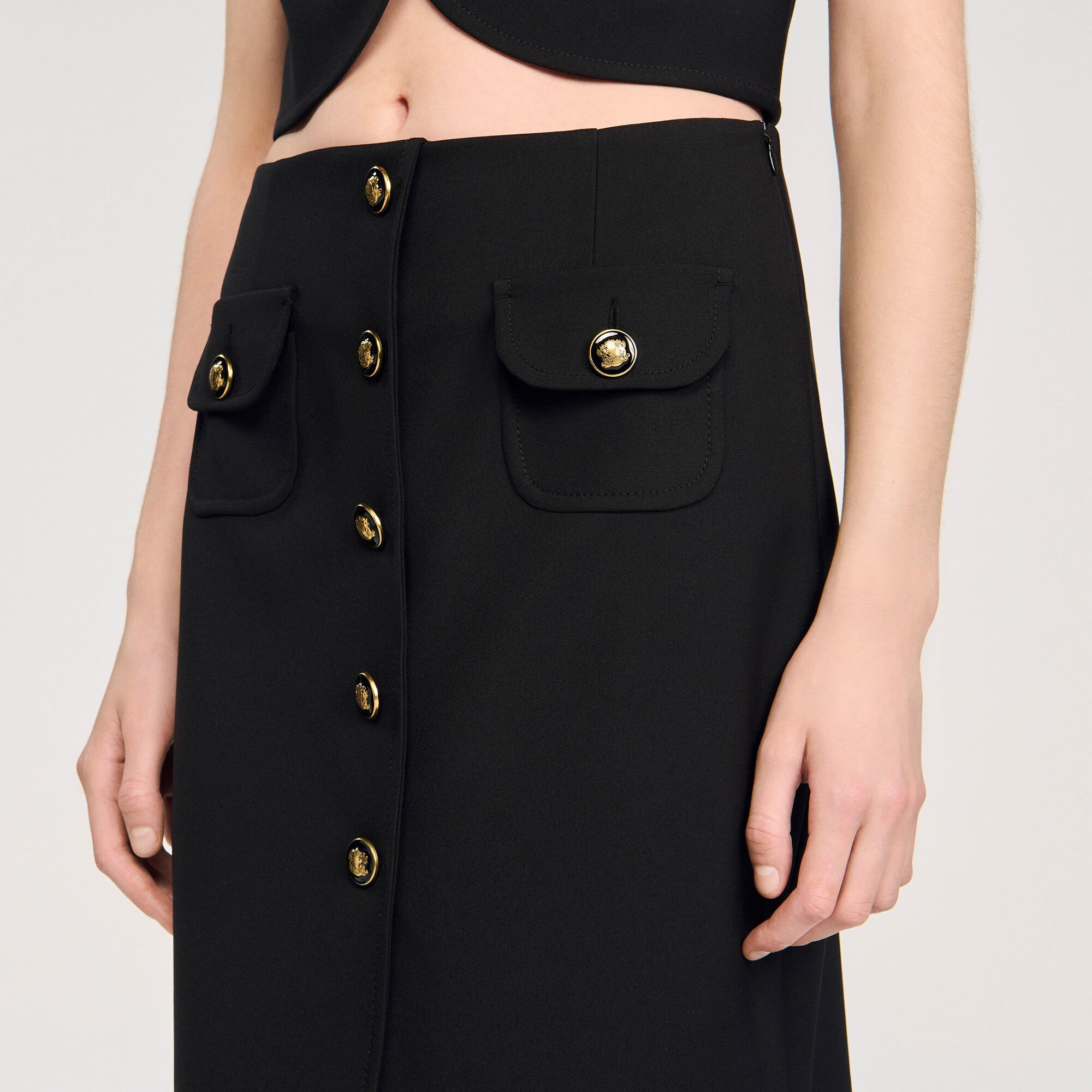 BUTTONED MIDI SKIRT - 3
