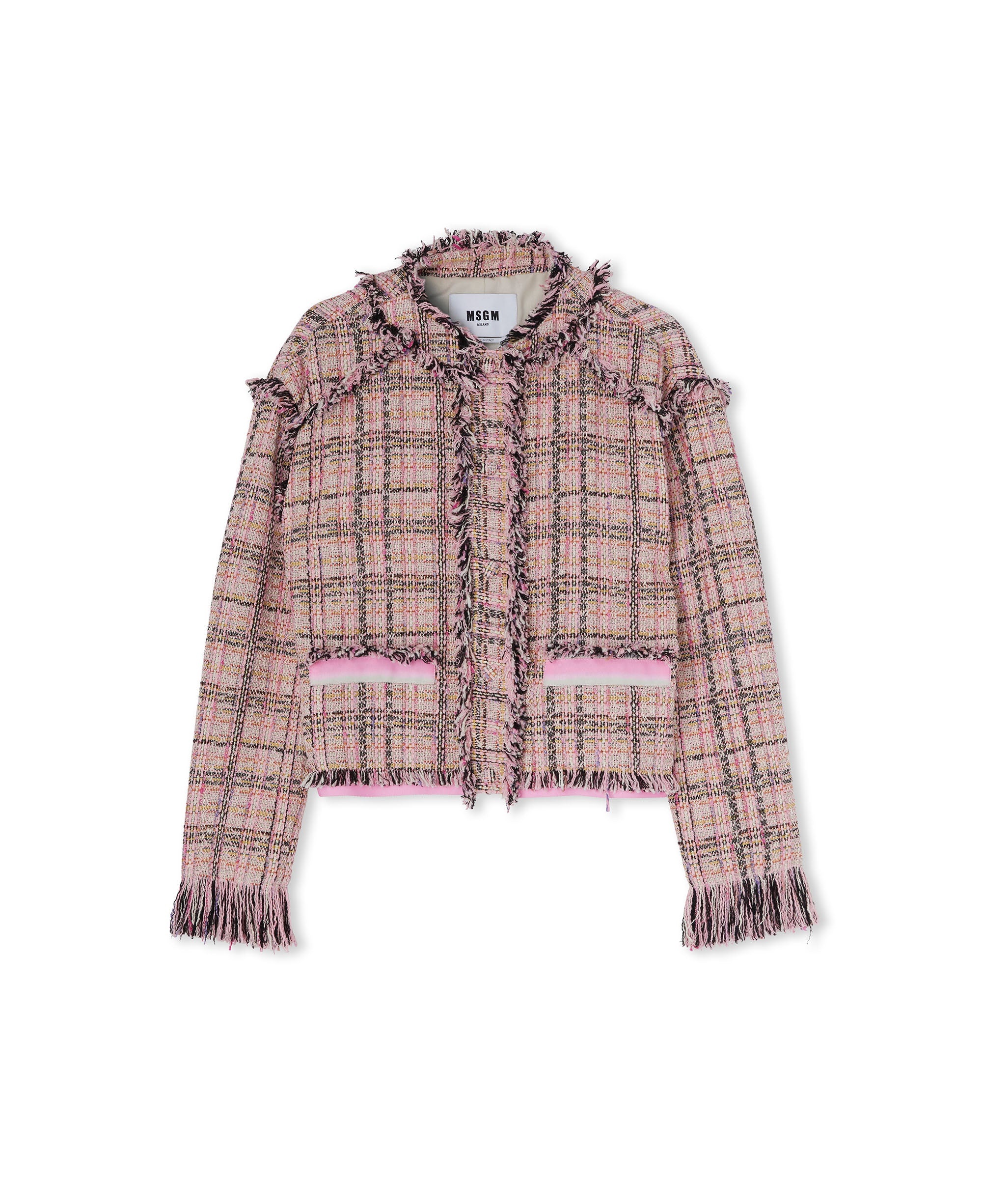 Tweed crop jacket with round neck - 2