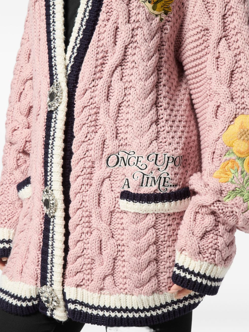 cable-knit embroidered cardigan - 4