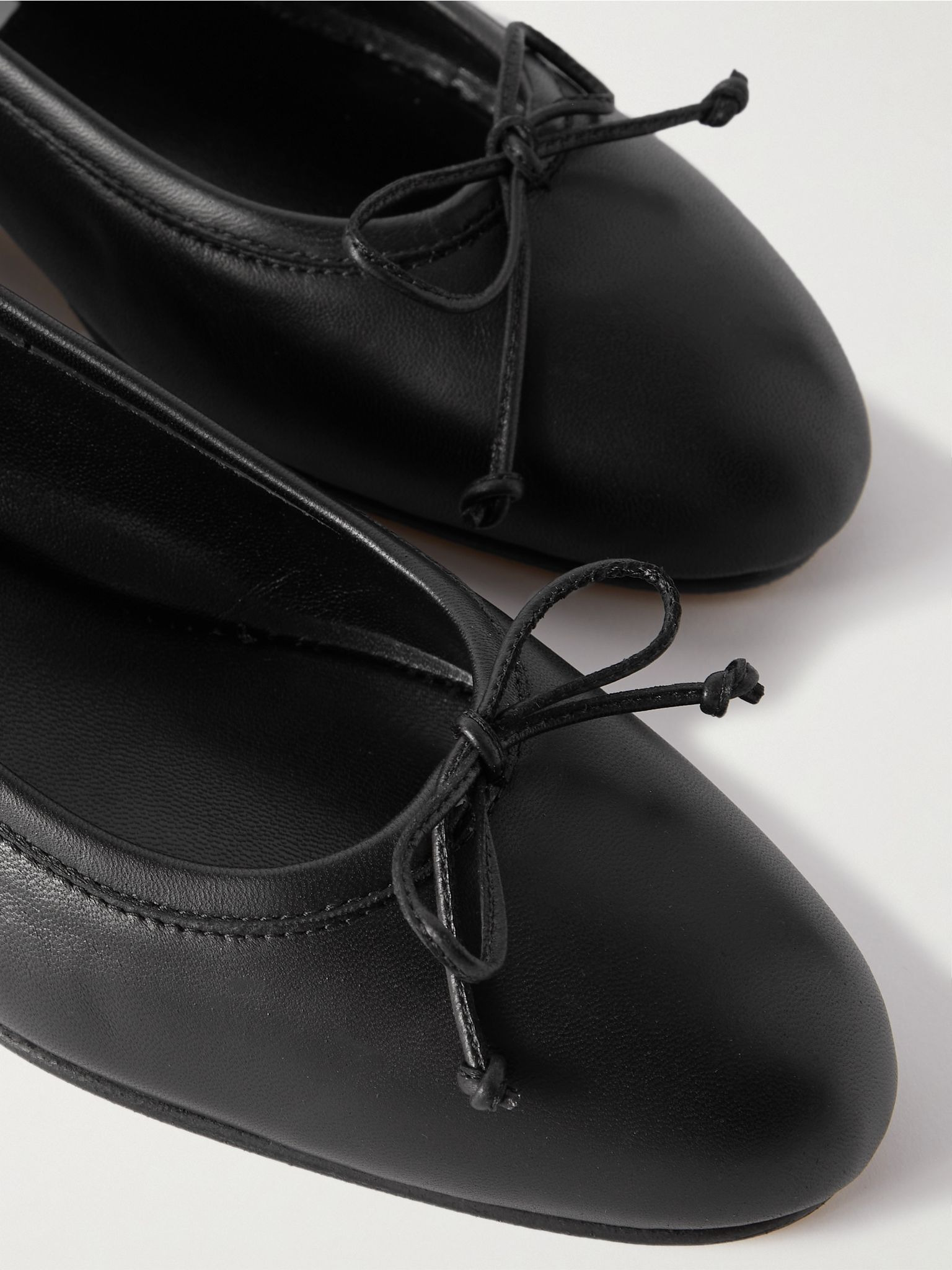 Veralli bow-detailed leather ballet flats Black - 4