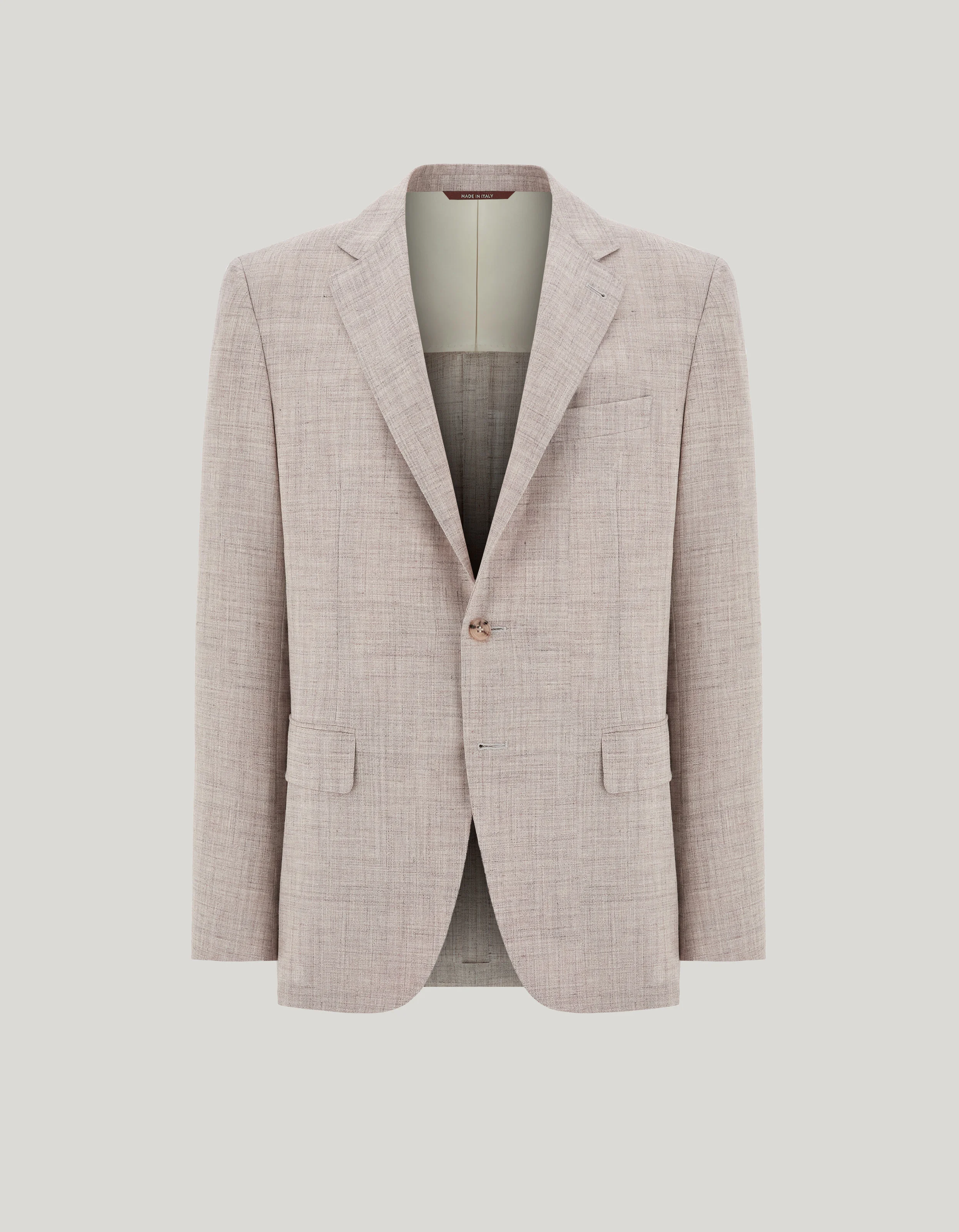 BEIGE WOOL, SILK AND LINEN REGULAR-FIT JACKET - 1