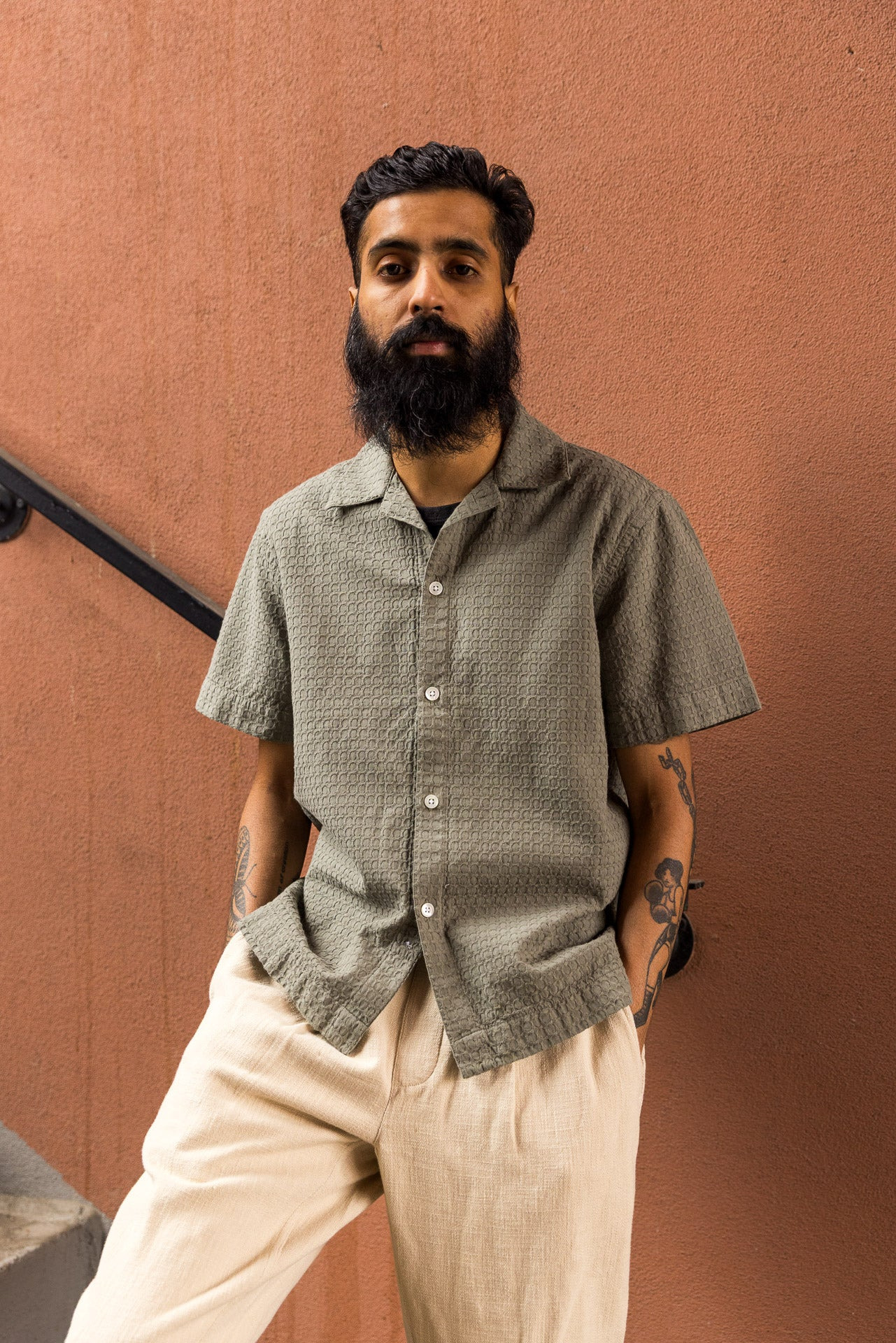 Resort Shirt Olive Geo Weave - 6