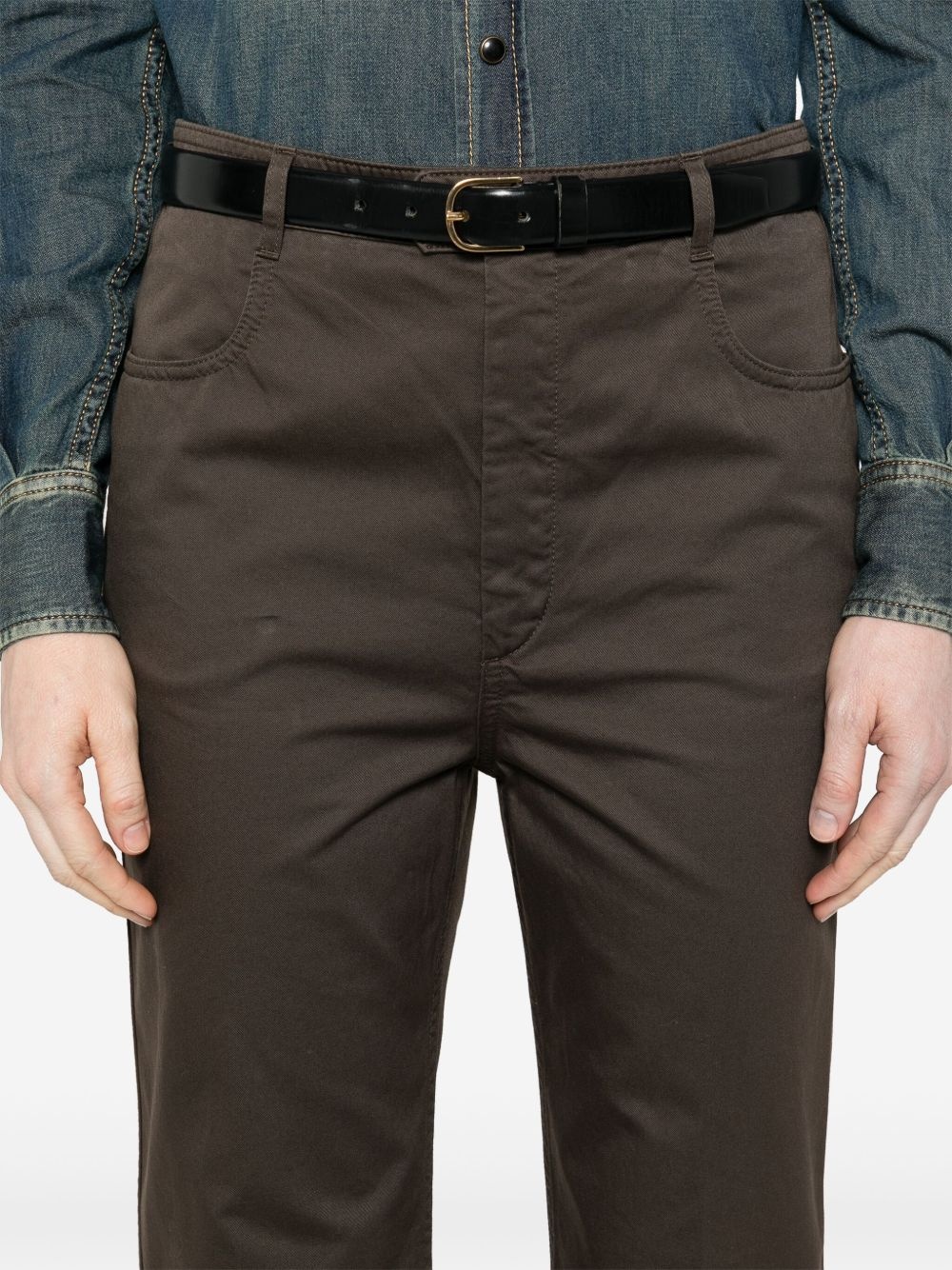 straight-leg cotton trousers - 5