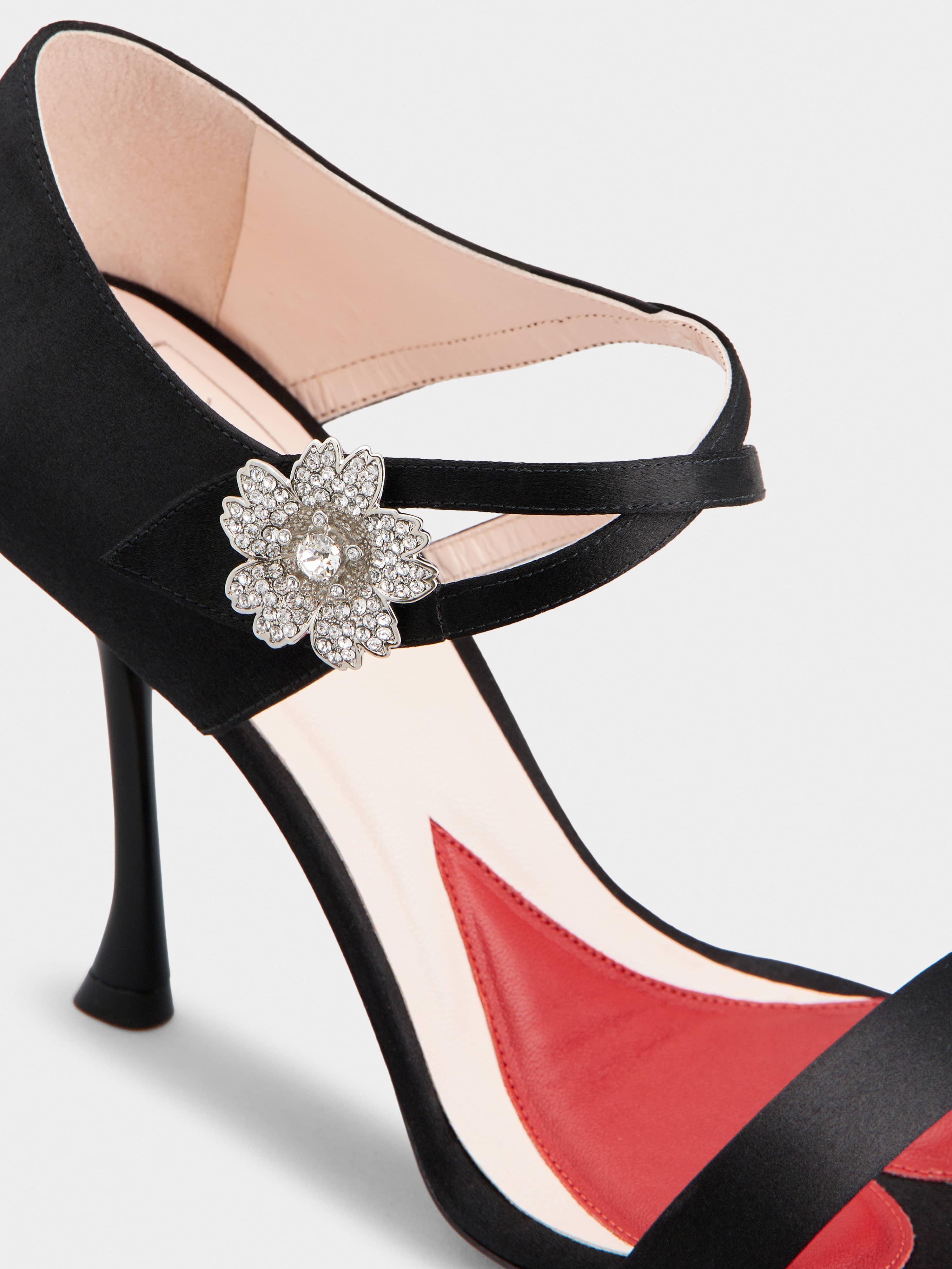 I Love Vivier Daisy Strass Sandals in Satin - 3