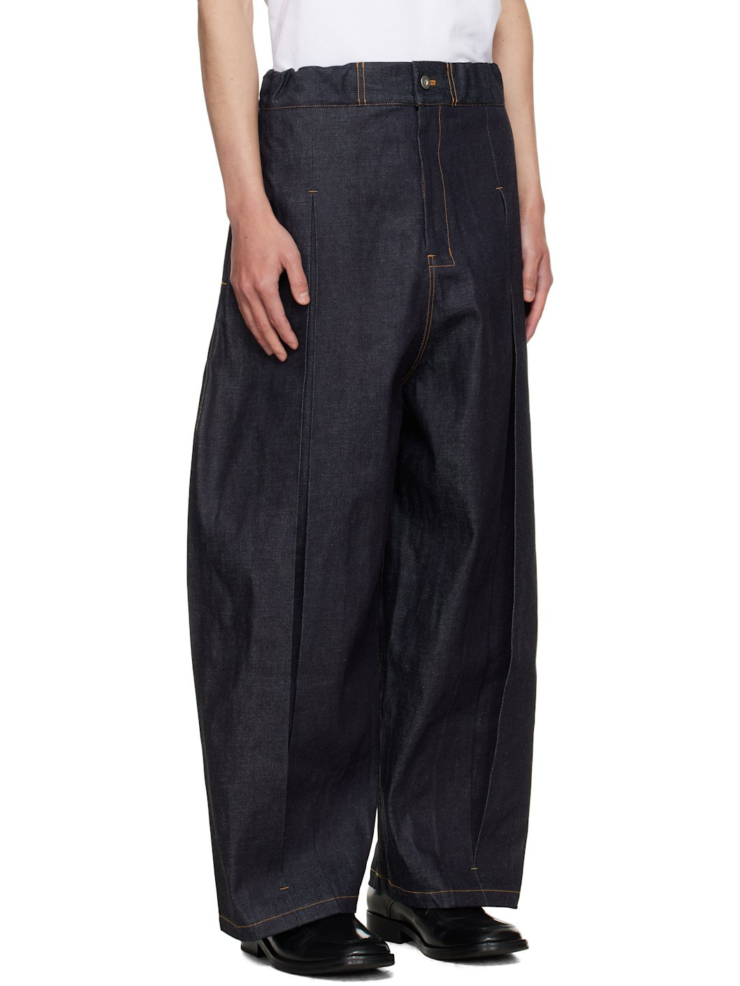 Navy Box Pleat Jeans - 2