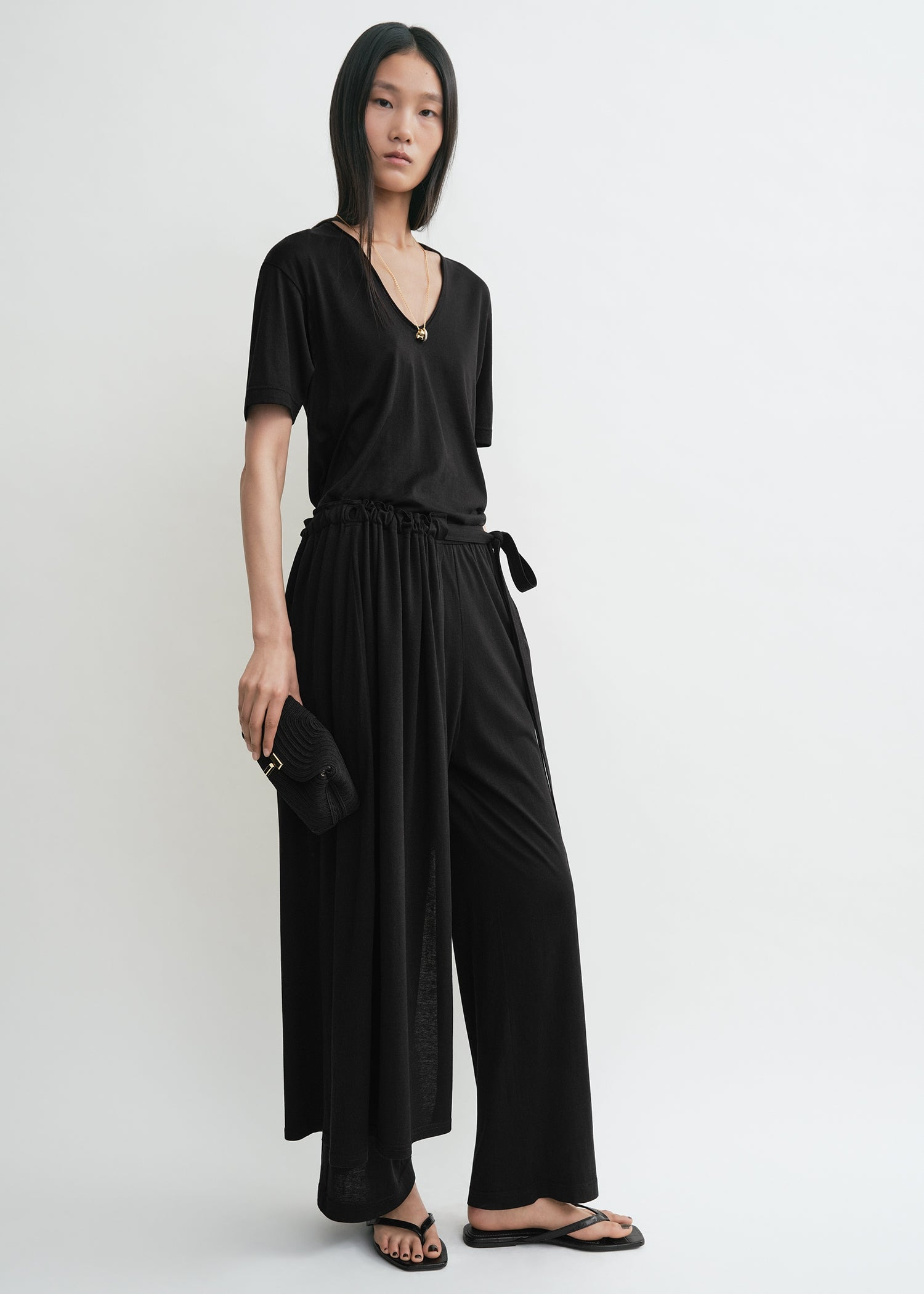 Cotton silk pj bottoms black - 2