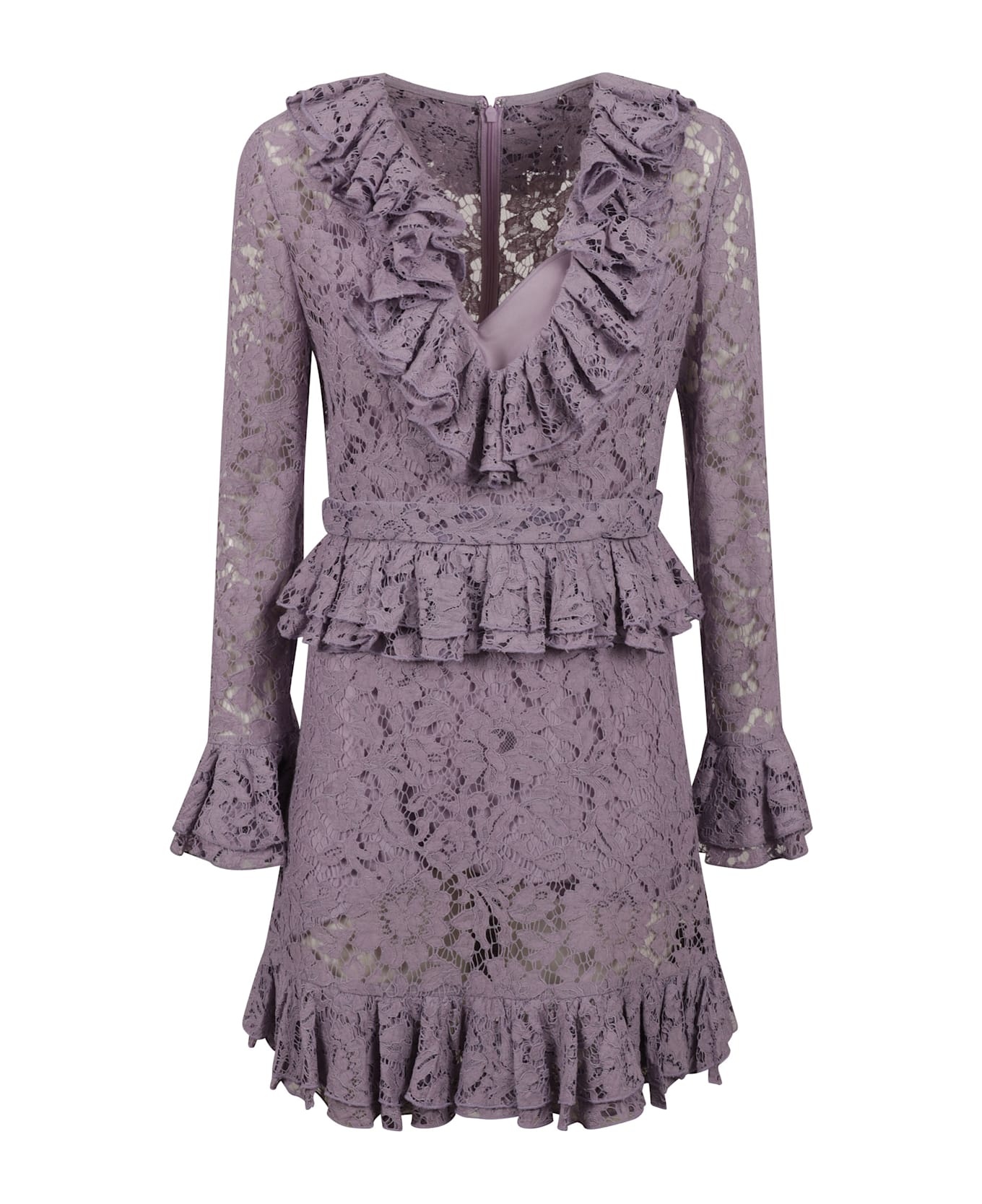 Ruffled Floral Laced Dress - 1