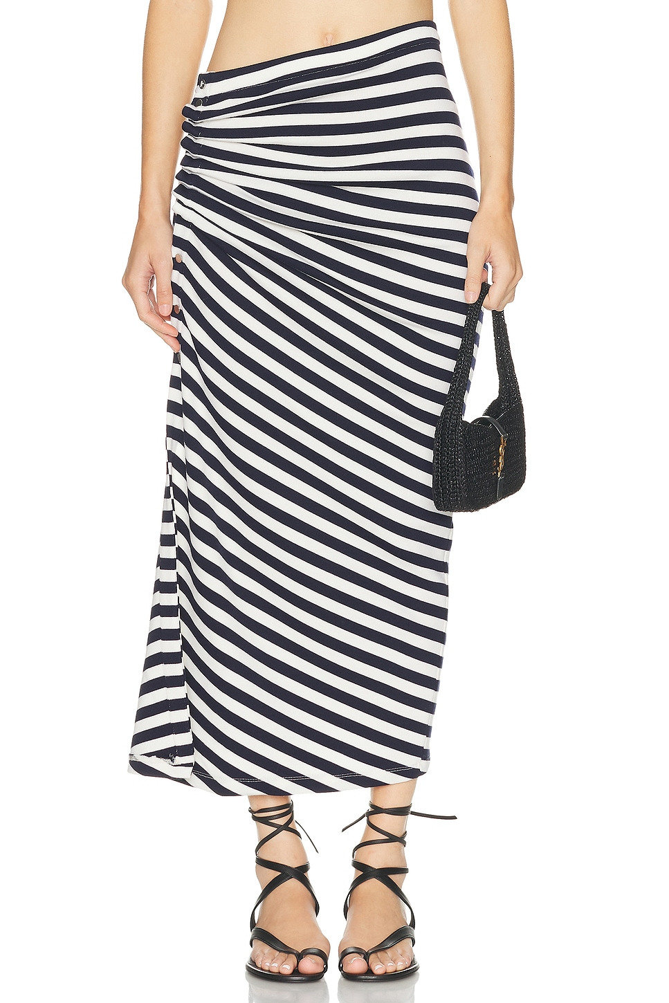 Striped Draped Midi Skirt - 2