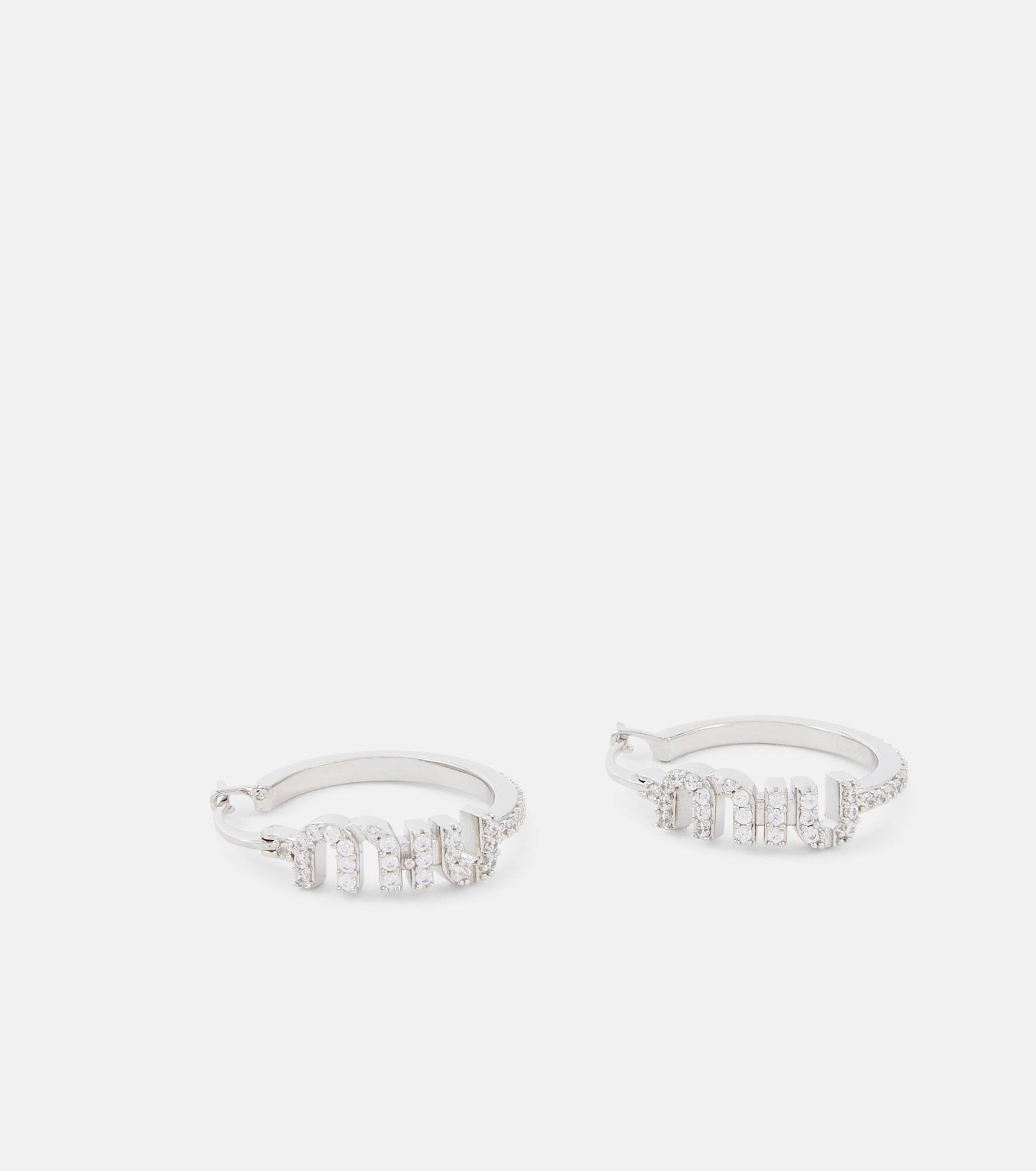 Logo crystal-embellished earrings - 4