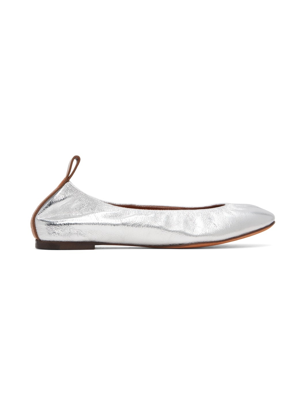Silver Leather Ballerina Flats - 1