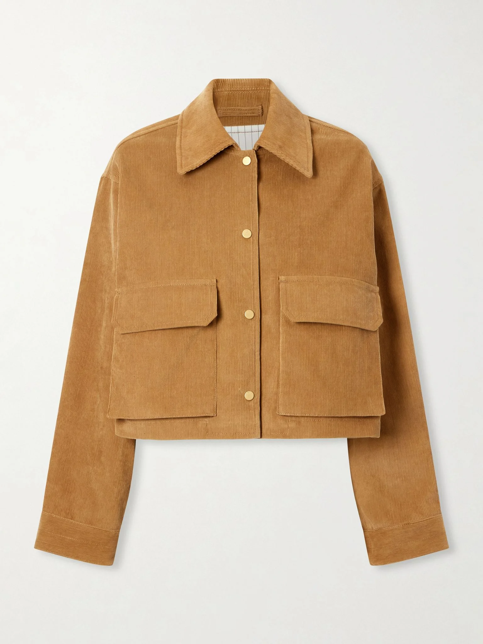 Cropped organic cotton-corduroy jacket Camel - 1