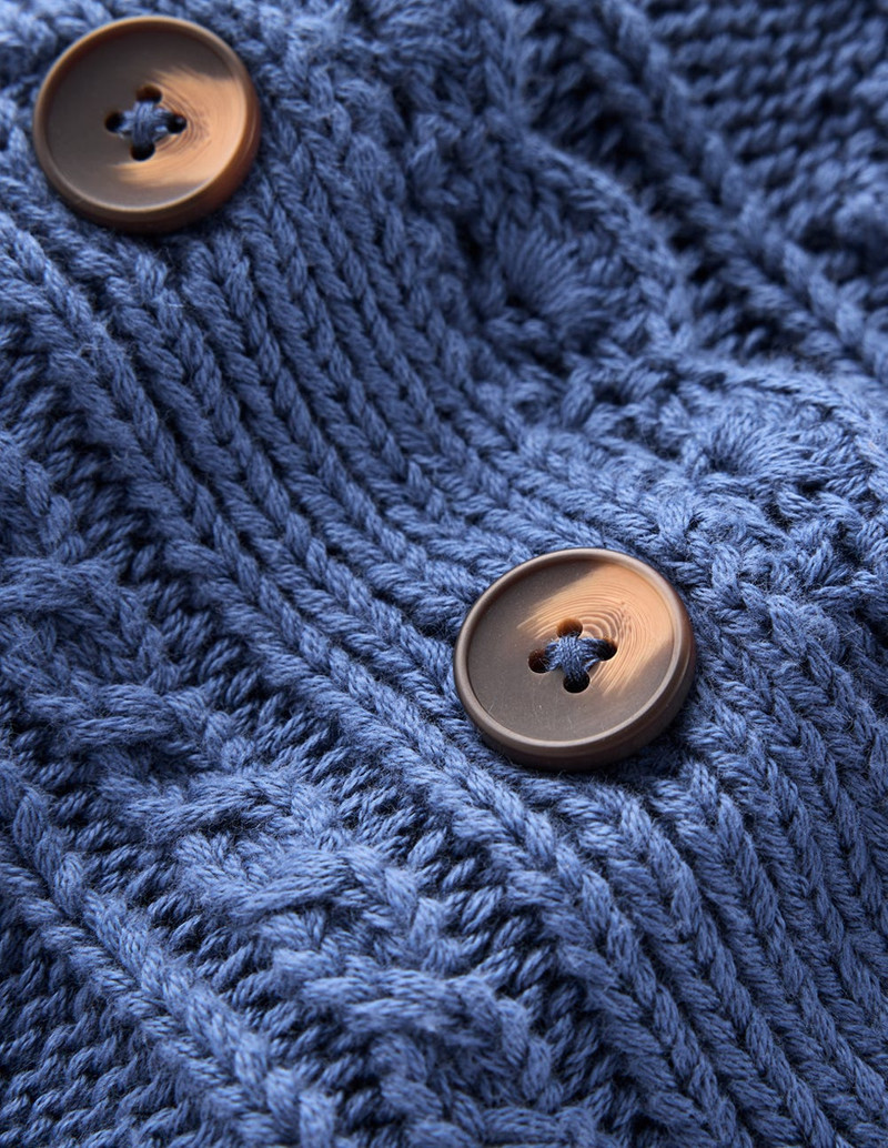 Cotton Textured Cardigan-Denim Blue 1