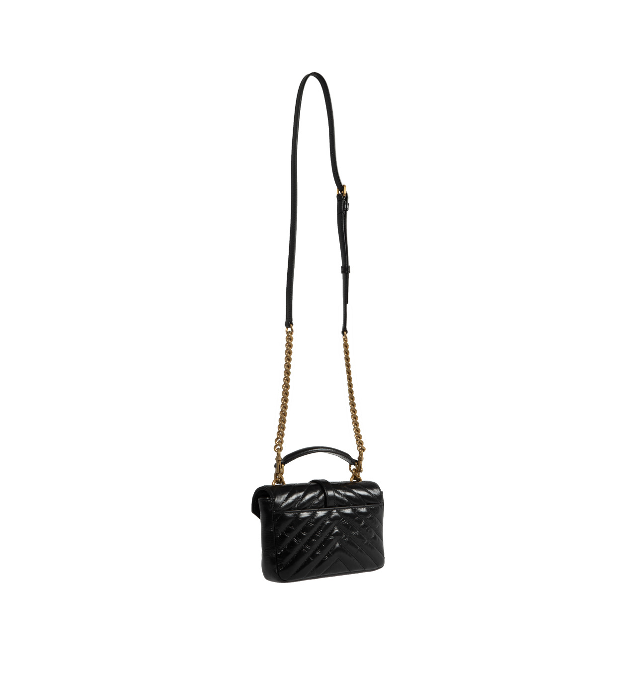 【Saint Laurent】COLLEGE MINI CHAIN BAG◆779430DZH07 COLLEGE mini chain bag in shiny crackled leather | Saint