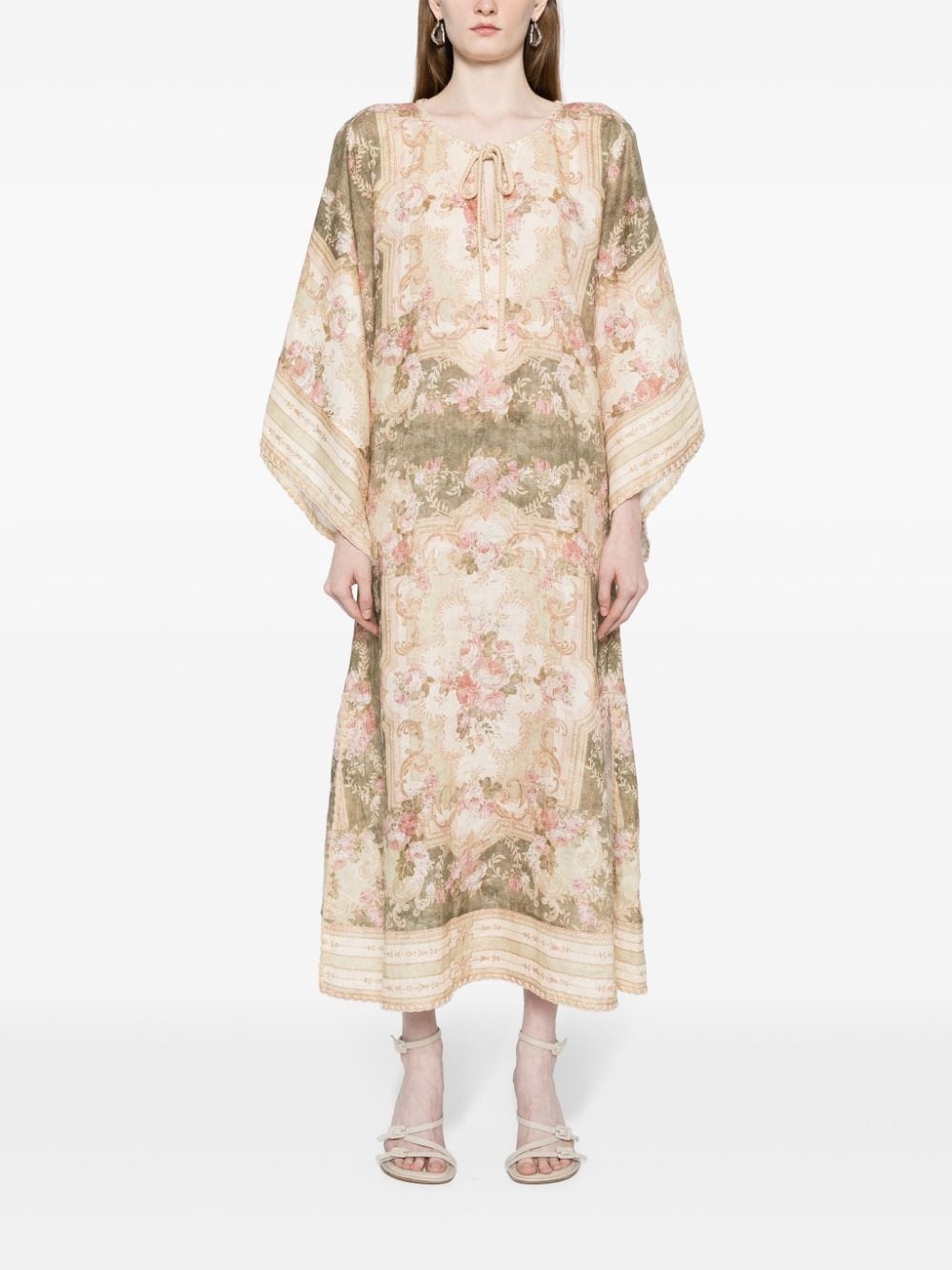 floral-print linen maxi dress - 2