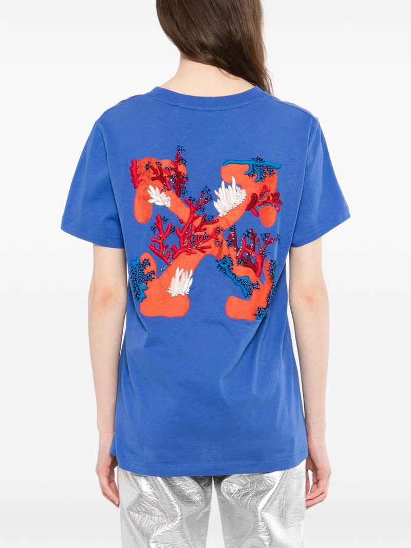 rhinestone-embellished embroidery T-shirt 4