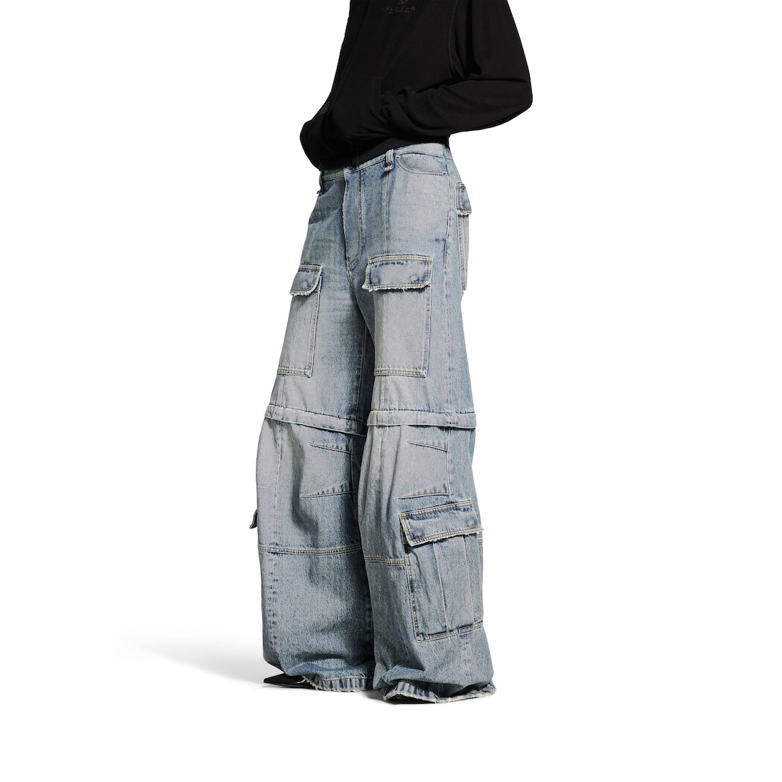 Women's Flared Cargo Pants in Blue - 6
