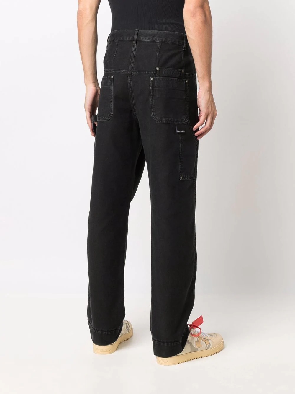 logo-patch straight-leg trousers - 4