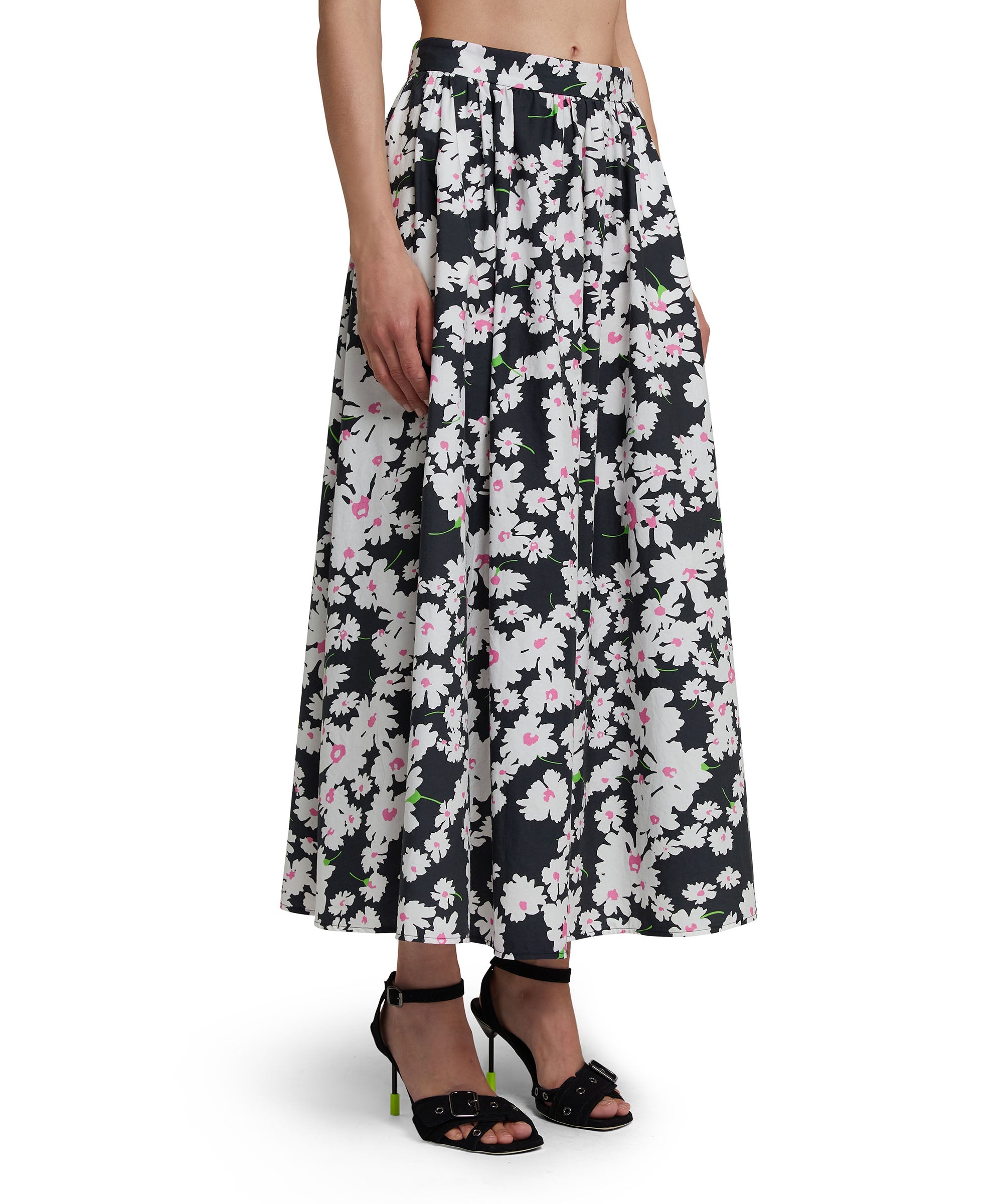 Roomy cotton skirt with daisy print - 4