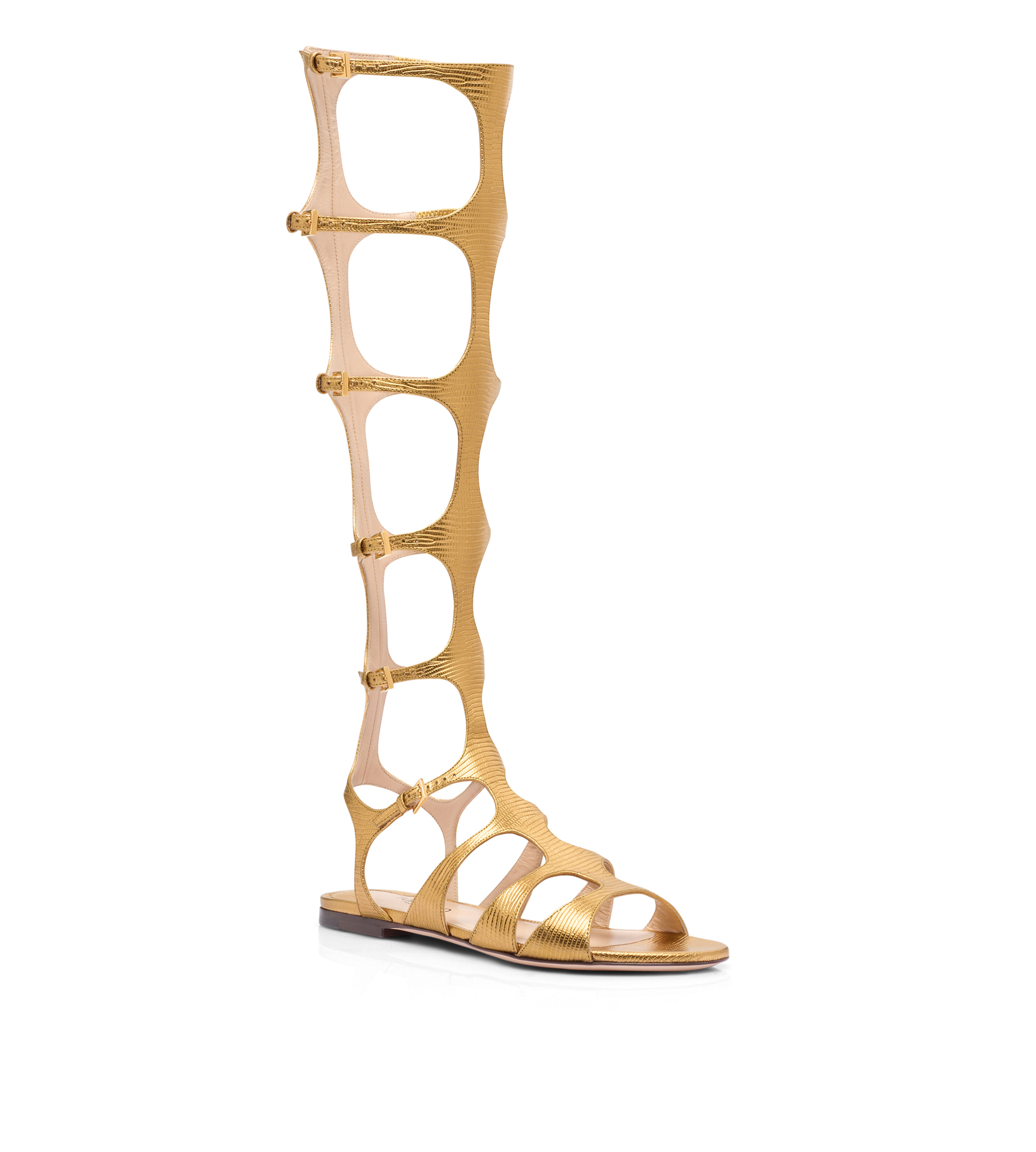 LAMINATED PRINTED LIZARD PARADIS KNEE-HIGH SANDAL - 2