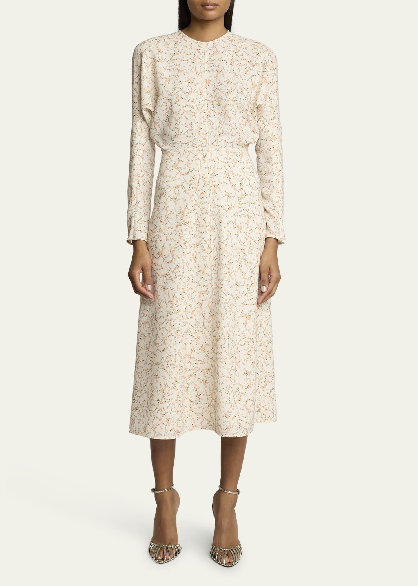 Printed Dolman-Sleeve Midi Dress - 2