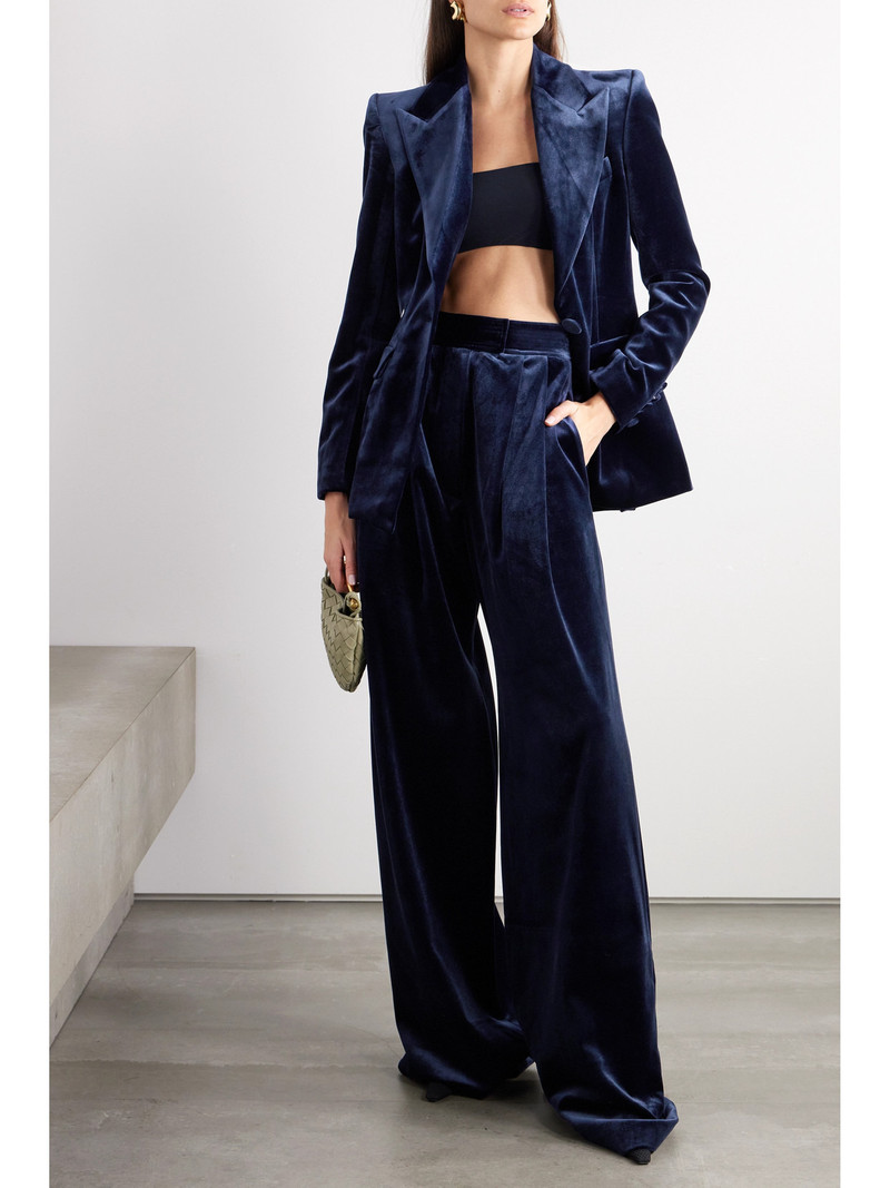 ALEX PERRY Pleated Velvet Wide-leg Pants outlook