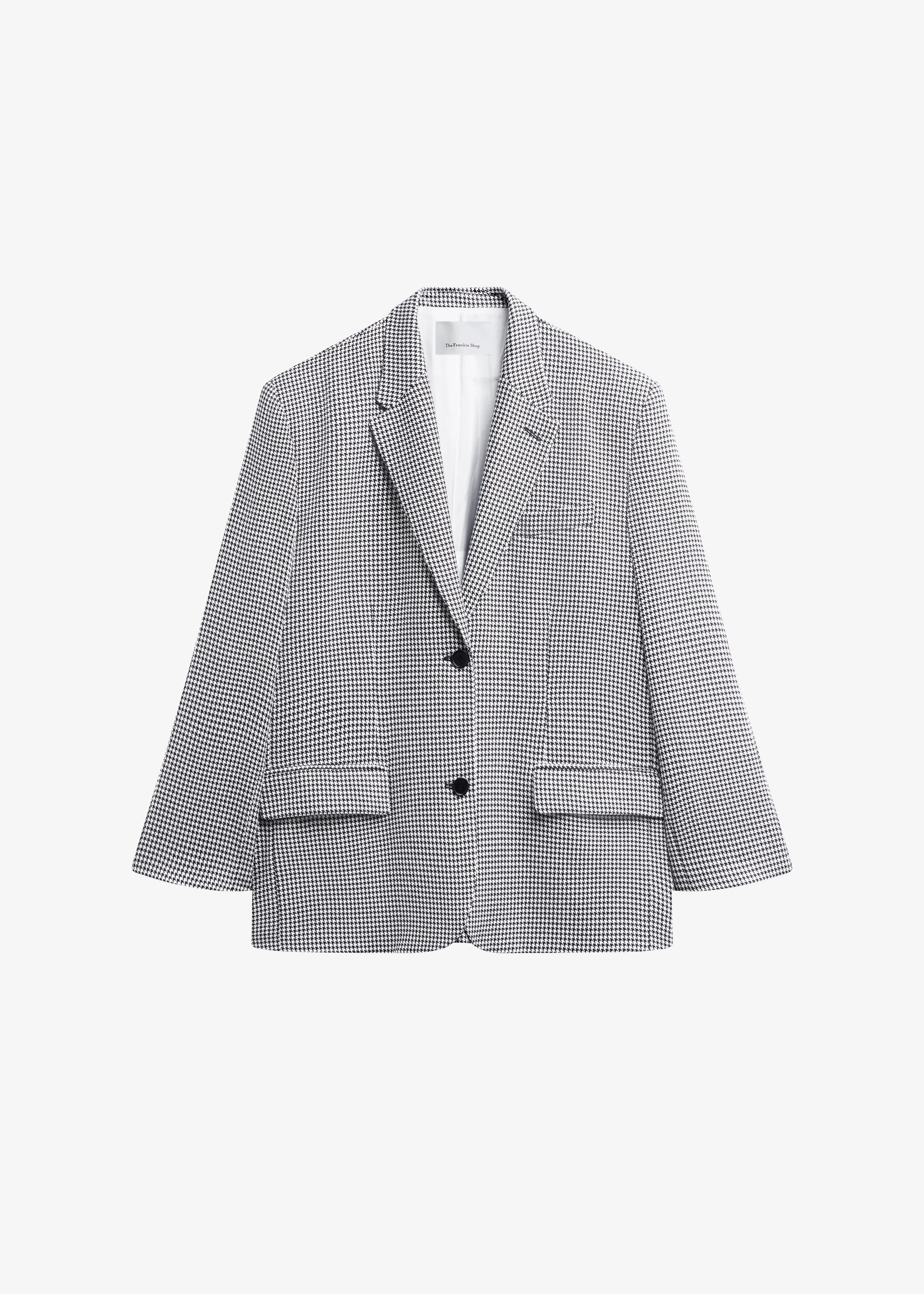 Olivella Oversized Padded Blazer - Black Houndstooth - 1