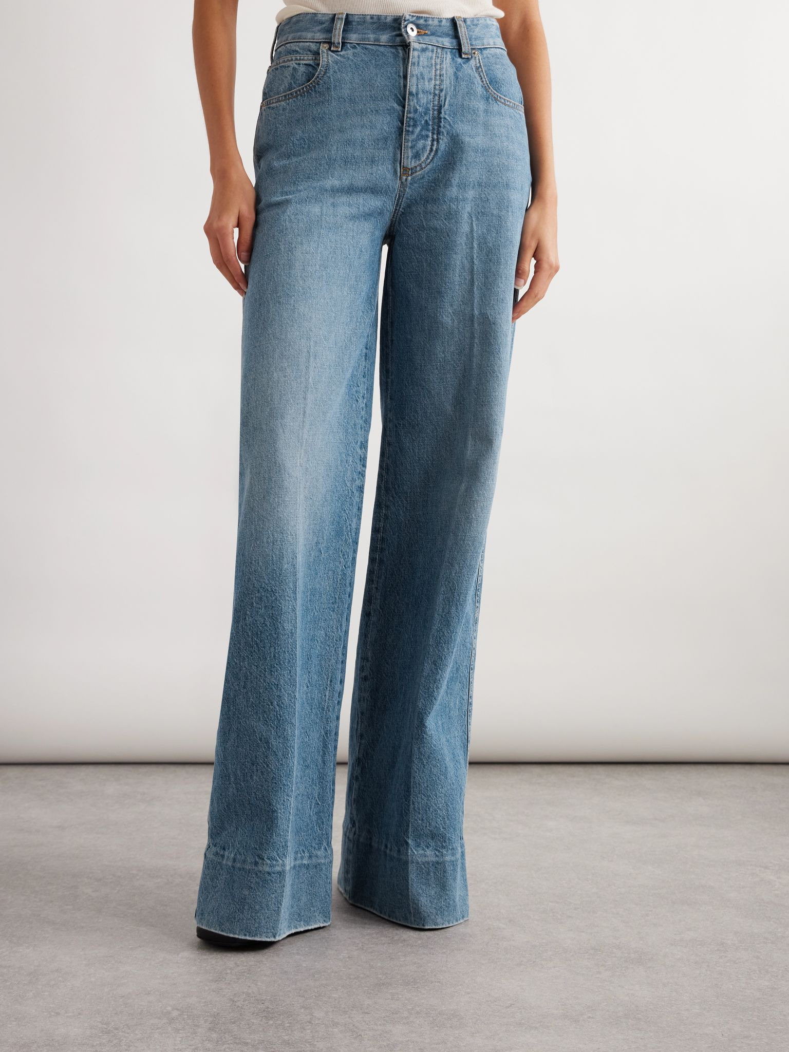 High-rise straight-leg jeans Mid denim - 3