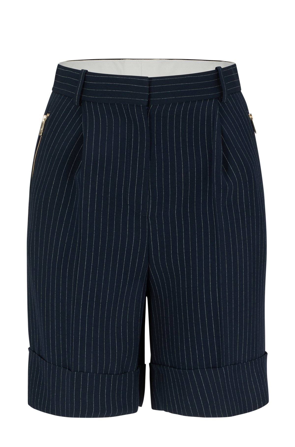WIDE-LEG REGULAR-FIT PINSTRIPE SHORTS - 1