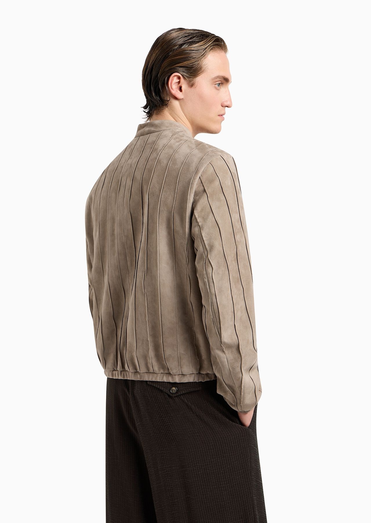 Pleated suede blouson - 3