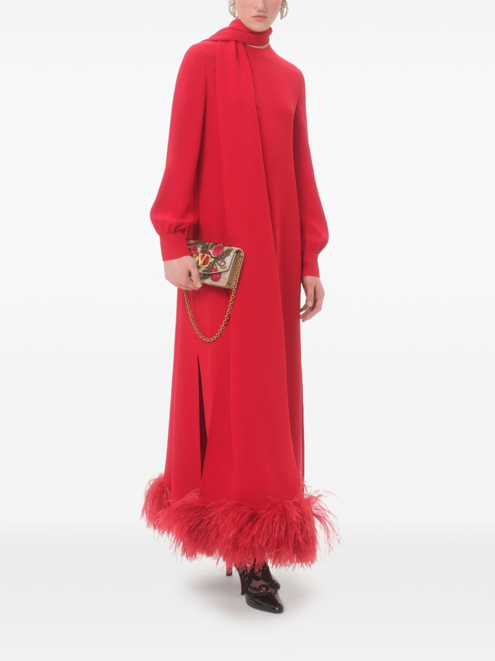 feather-trim midi dress - 2