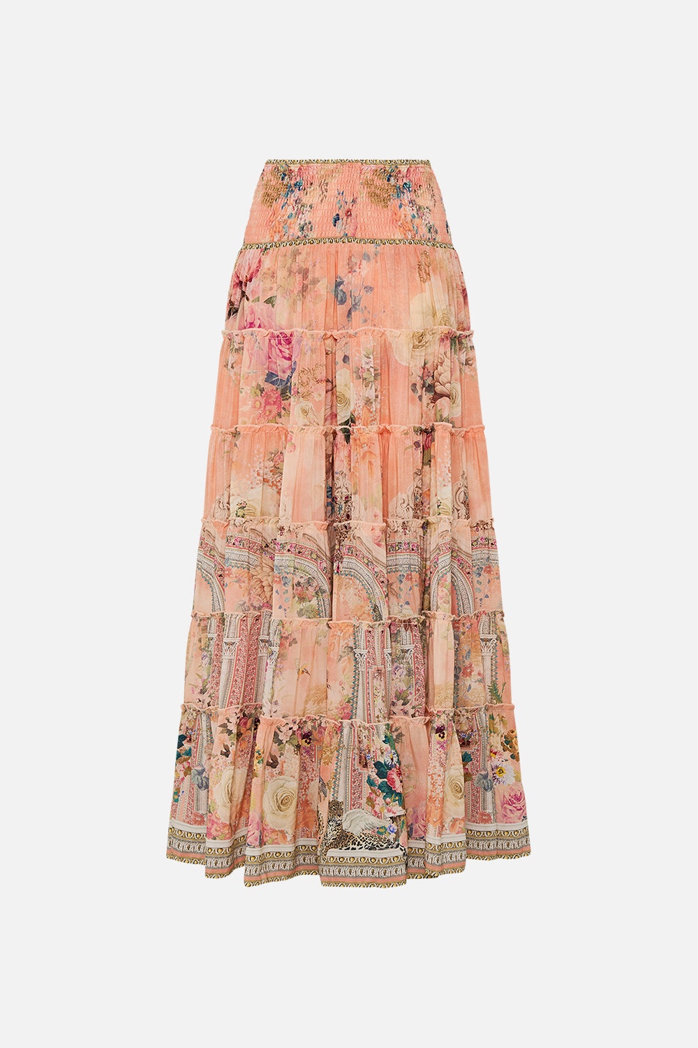 SHIRRED WAIST TIERED CIRCLE SKIRT - 8