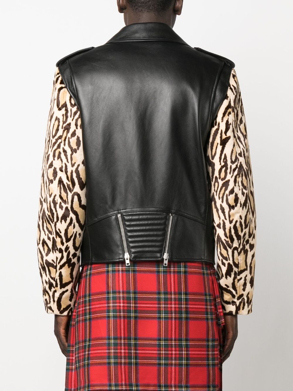 leopard-print leather biker jacket - 4