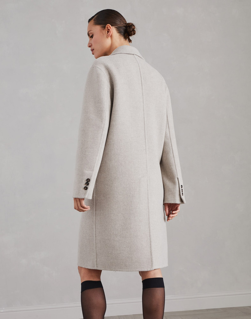 Brunello Cucinelli Hand-crafted virgin wool and cashmere double cloth coat with monili outlook
