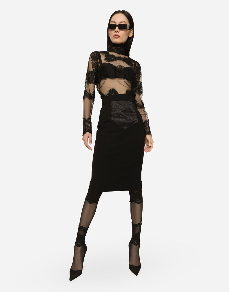 Dolce & Gabbana Tulle turtle-neck top with lace inserts outlook