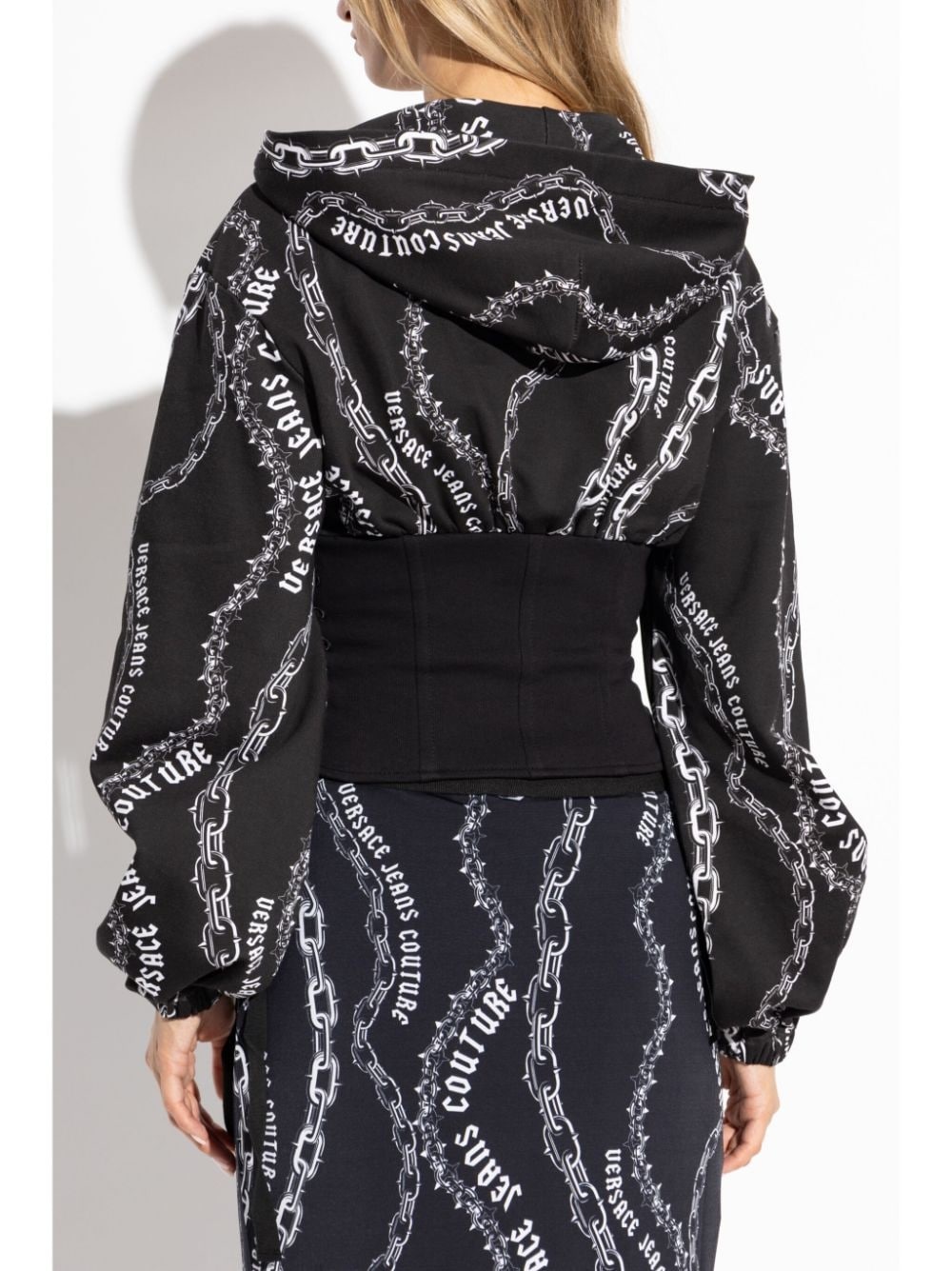 Chain Couture-print panelled hoodie - 4