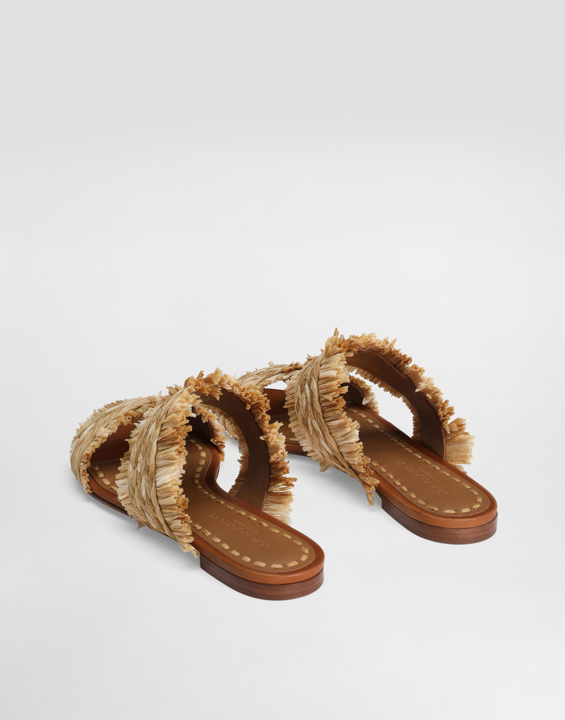 Dolce & Gabbana Rafia braided slipper with fringes outlook