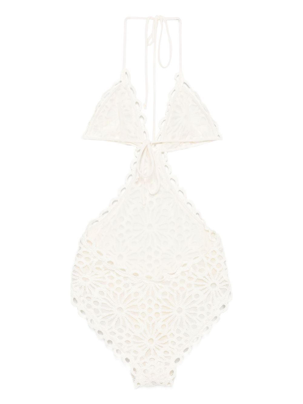 floral-lace swimsuit - 2