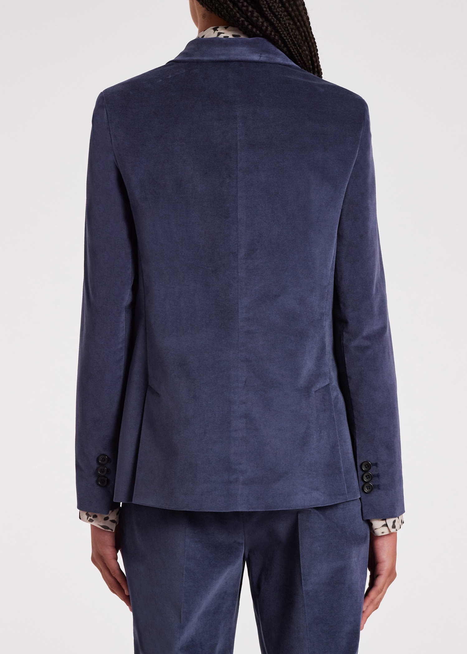 Indigo Velvet Double-Breasted Blazer - 6