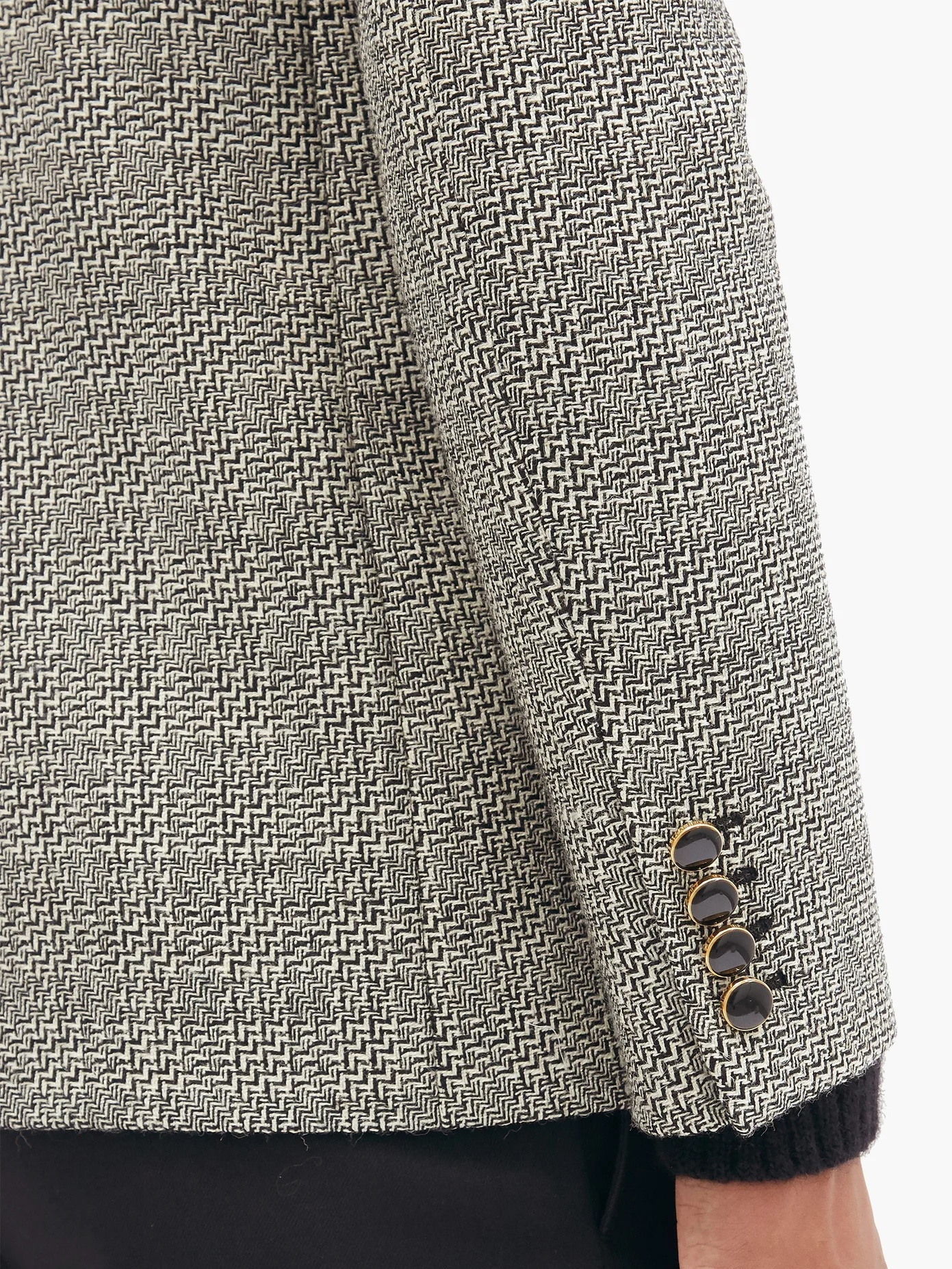 Chevron-check double-breasted wool-twill blazer - 3