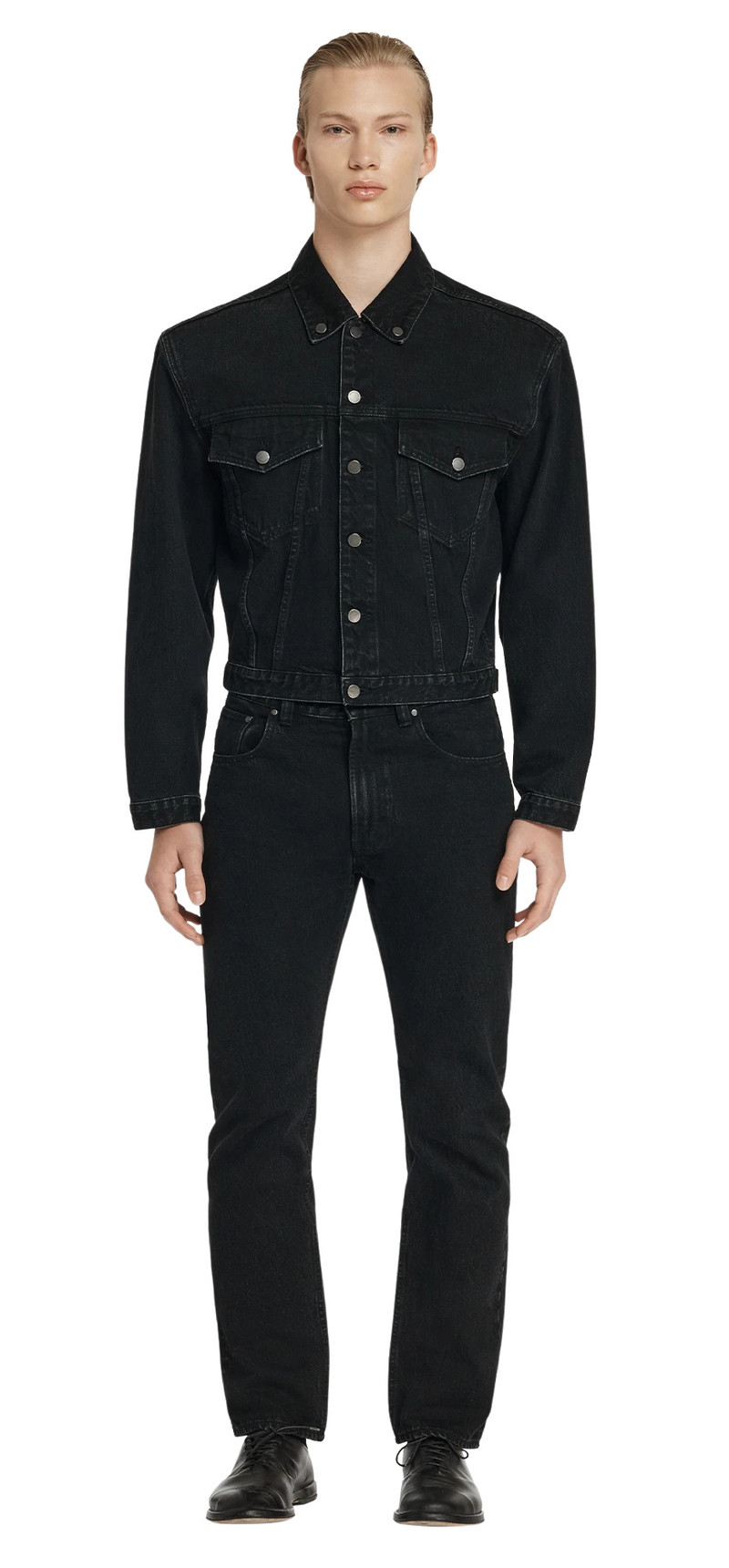 entire studios SHRUNKEN DENIM JACKET MAGNETITE outlook