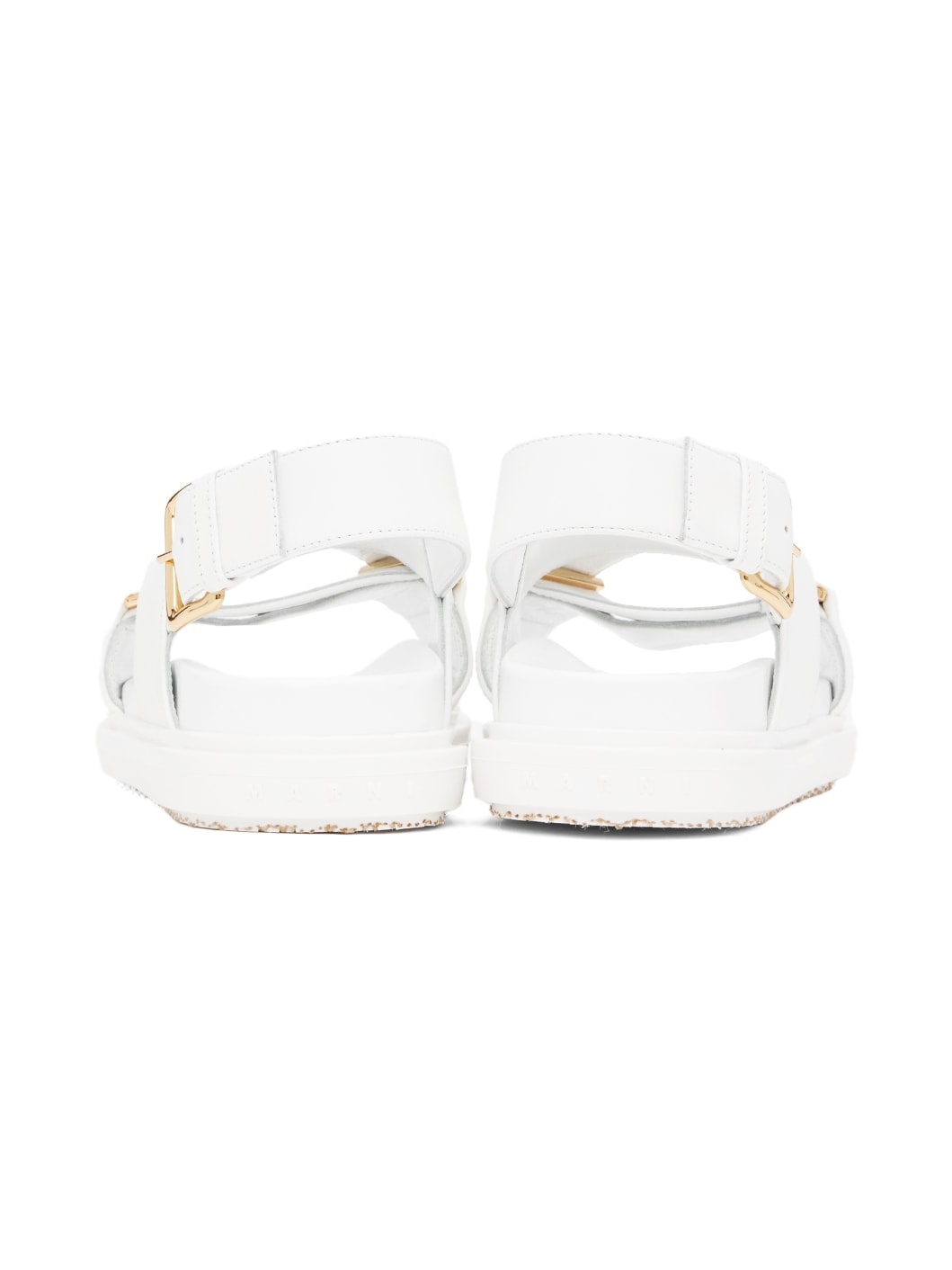 White Leather Fussbett Sandals - 2